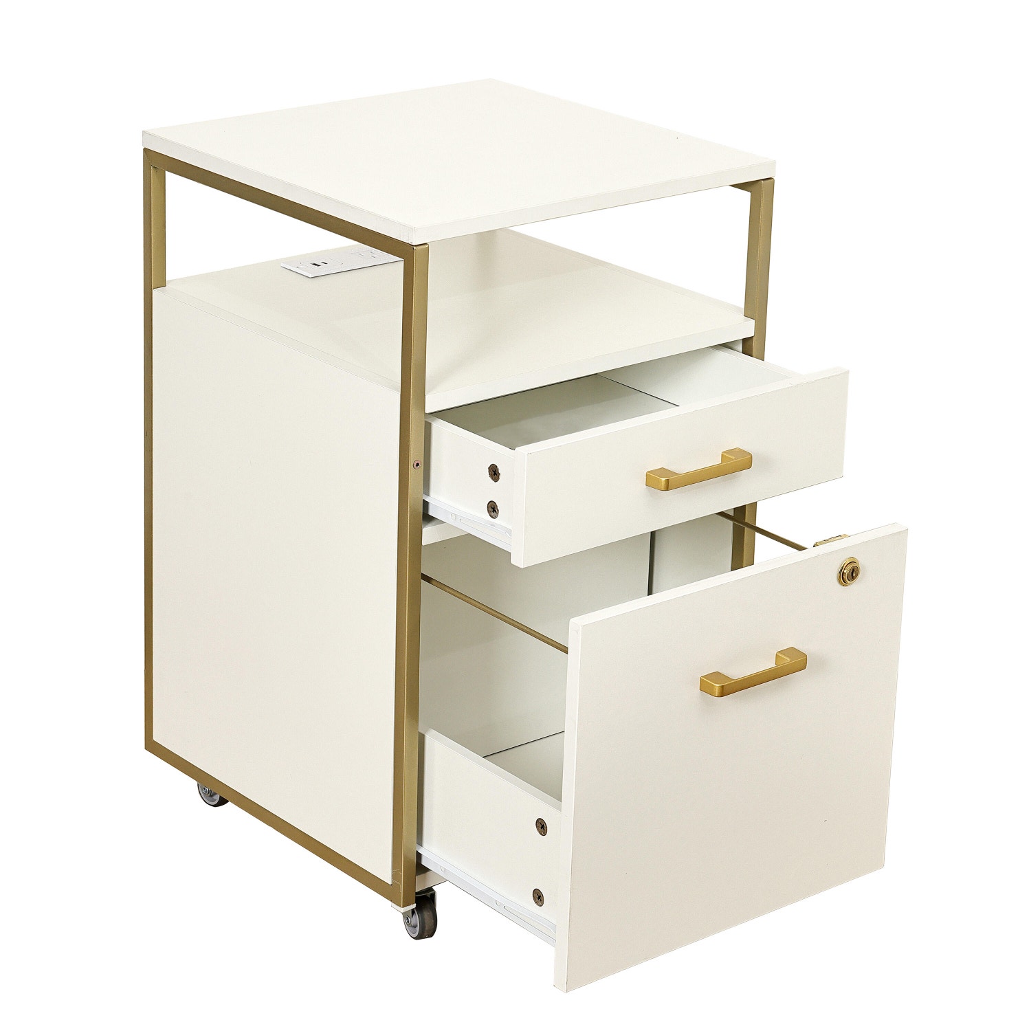 Techni Mobili 2 Drawer File Cabinet, White, large