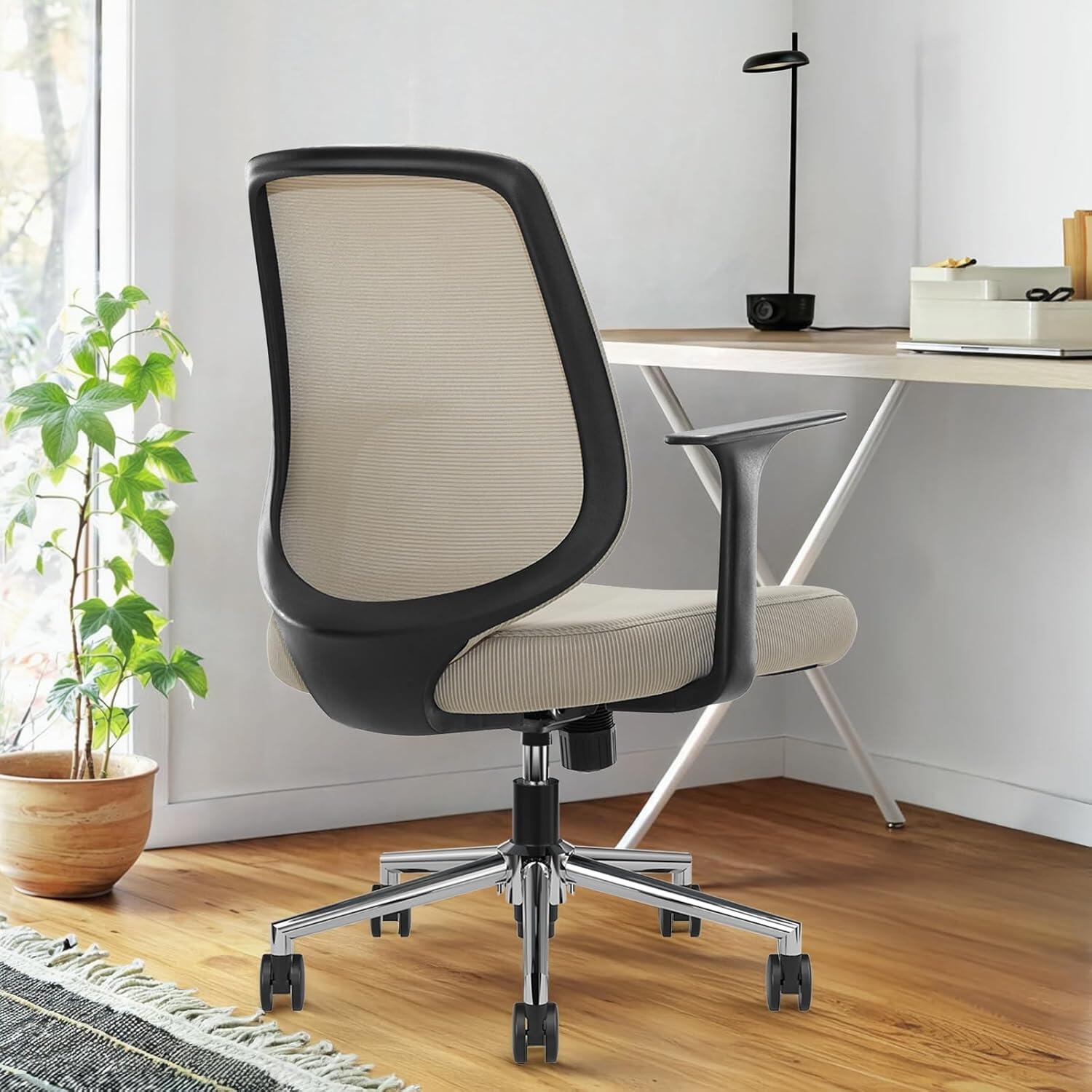 Dovelina Furnique Home Office Desk Chair, Beige, large