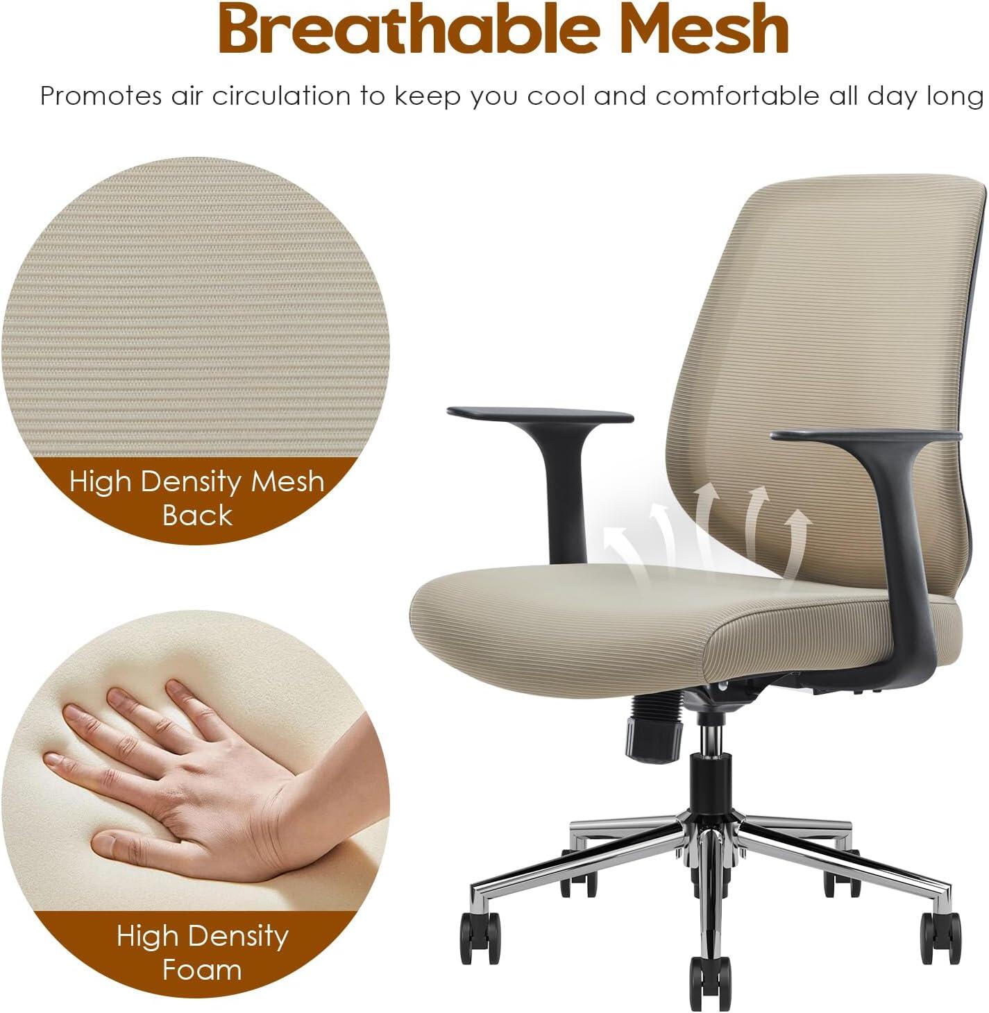 Dovelina Furnique Home Office Desk Chair, Beige, large