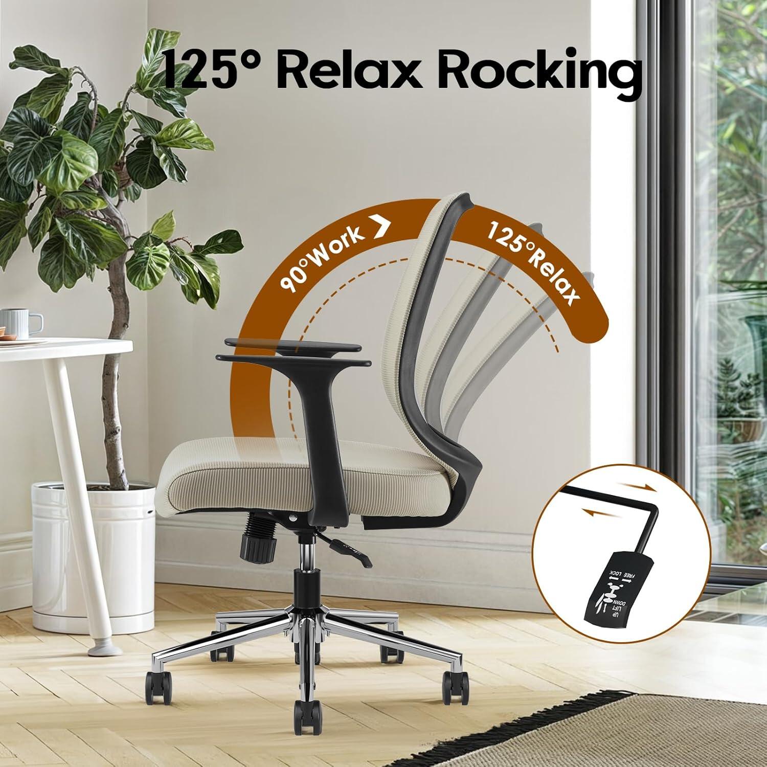Dovelina Furnique Home Office Desk Chair, Beige, large