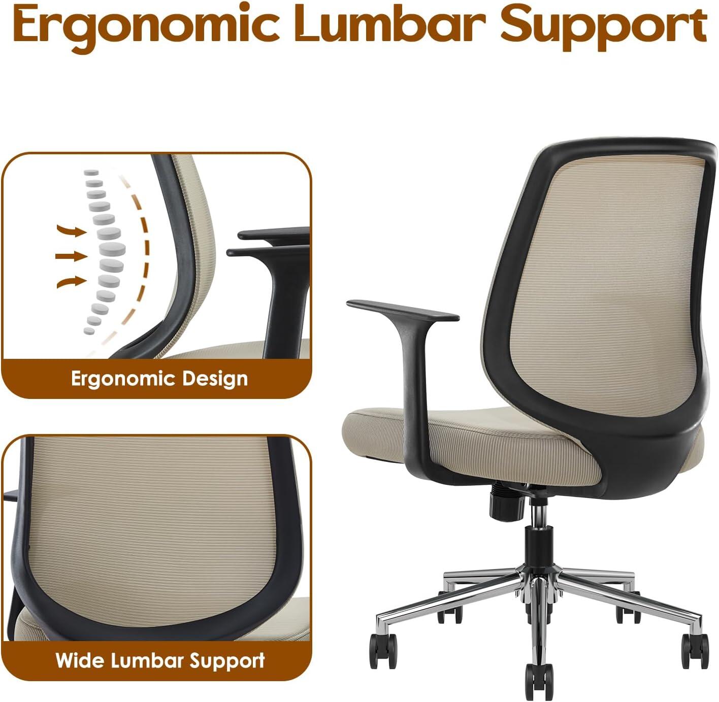 Dovelina Furnique Home Office Desk Chair, Beige, large