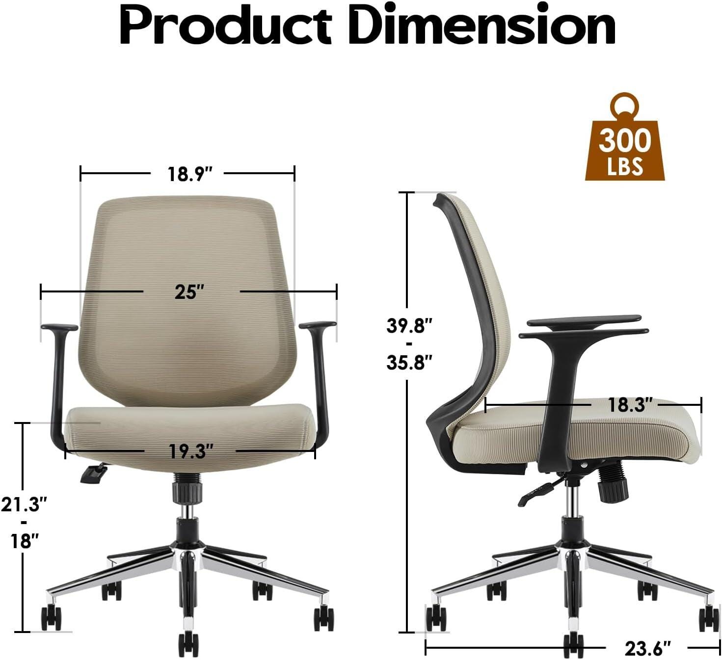 Dovelina Furnique Home Office Desk Chair, Beige, large