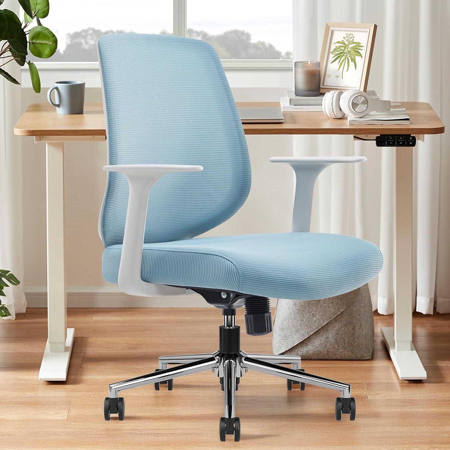 Dovelina Furnique Home Office Desk Chair, Cyan, rollover