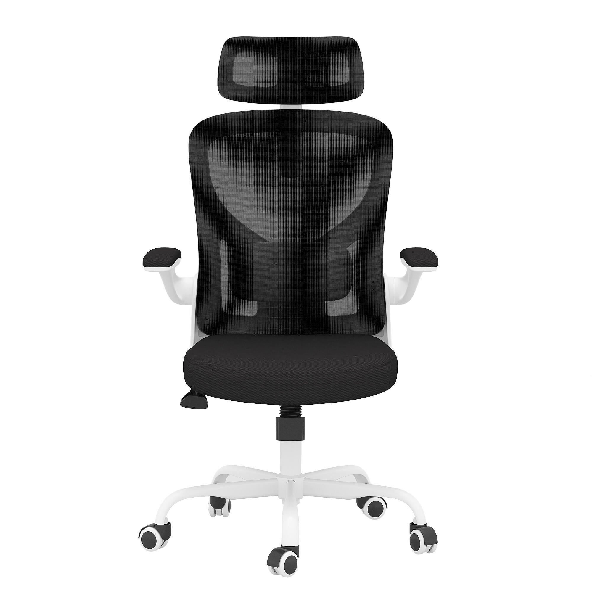 Dovelina Furnique 44" Home Office Desk Chair, White/Black, large