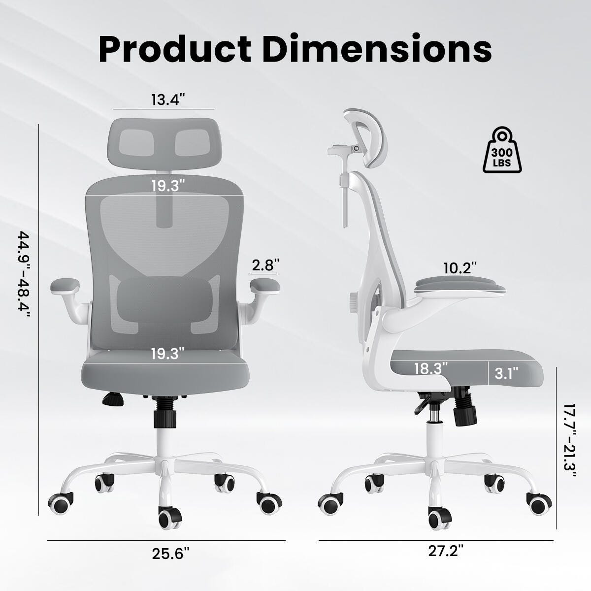 Dovelina Furnique 44" Home Office Desk Chair, Gray, large