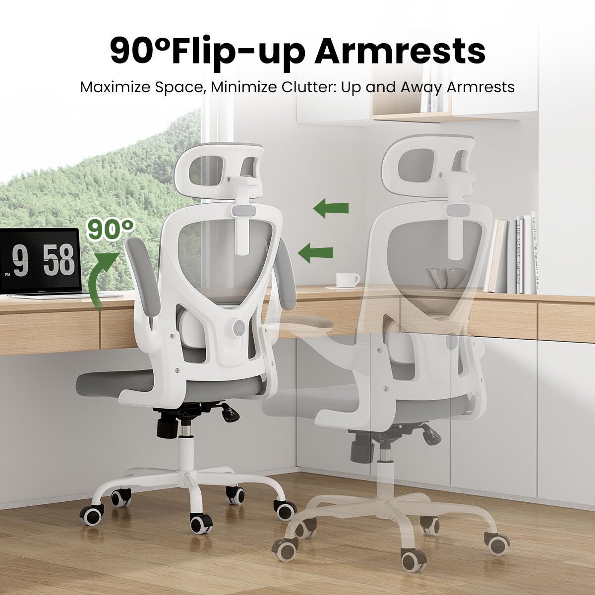 Dovelina Furnique 44" Home Office Desk Chair, Gray, large