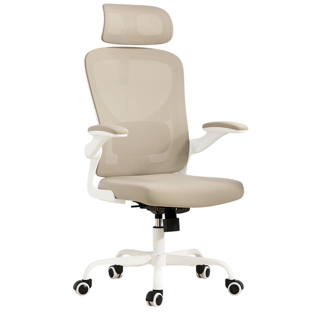 Dovelina Furnique 44" Home Office Desk Chair, Khaki, large