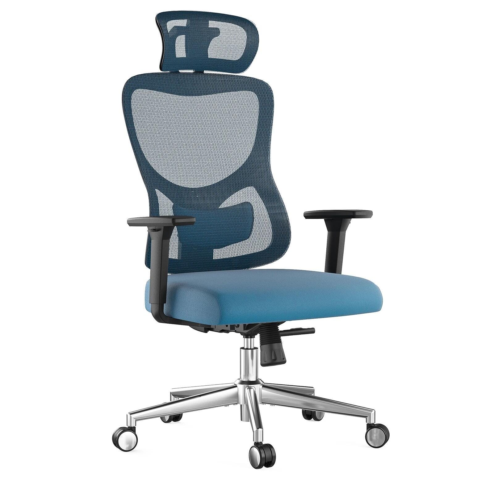 Dovelina Furnique 51" Home Office Desk Chair, Blue, large