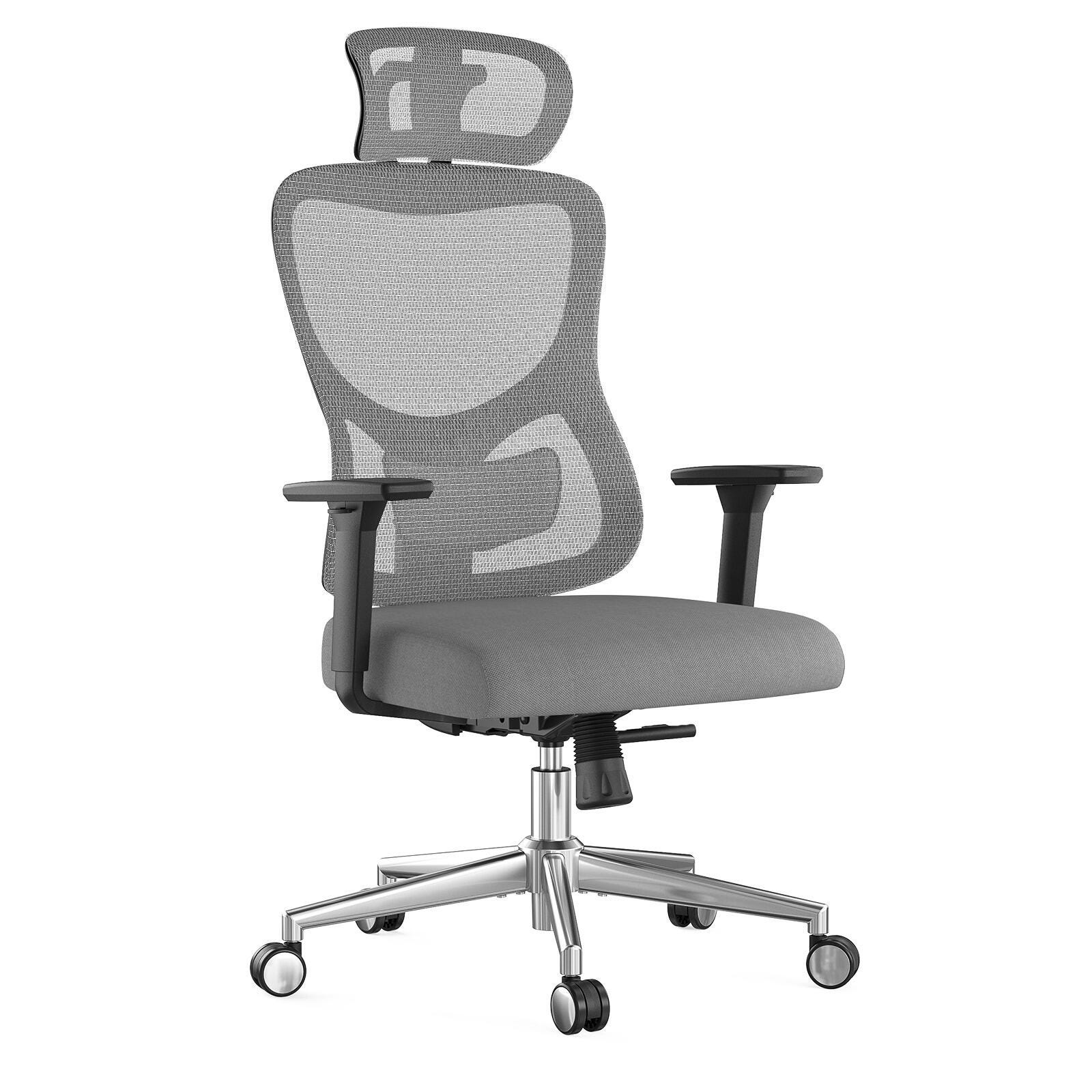 Dovelina Furnique 51" Home Office Desk Chair, Gray, large