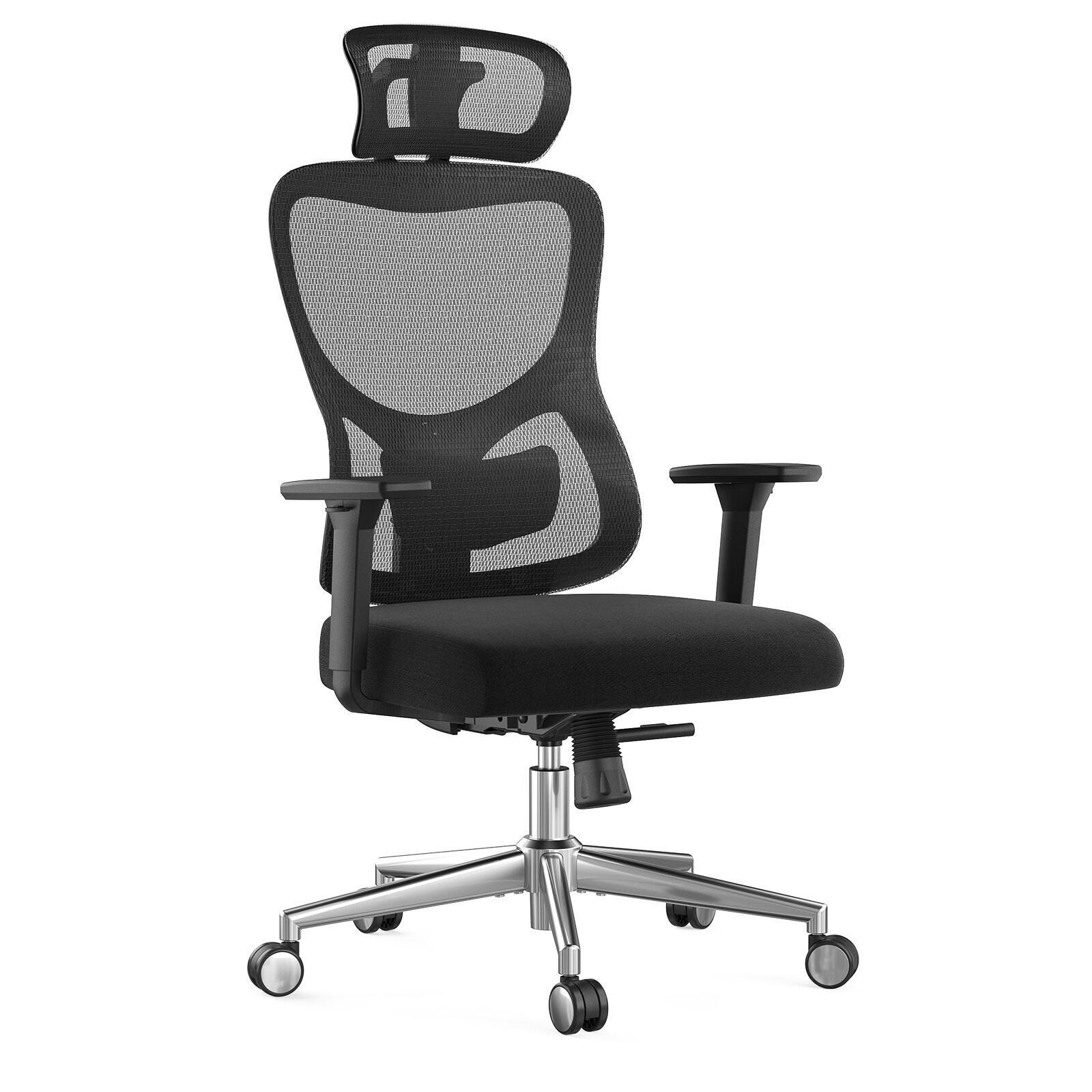 Dovelina Furnique 51" Home Office Desk Chair, Black, large