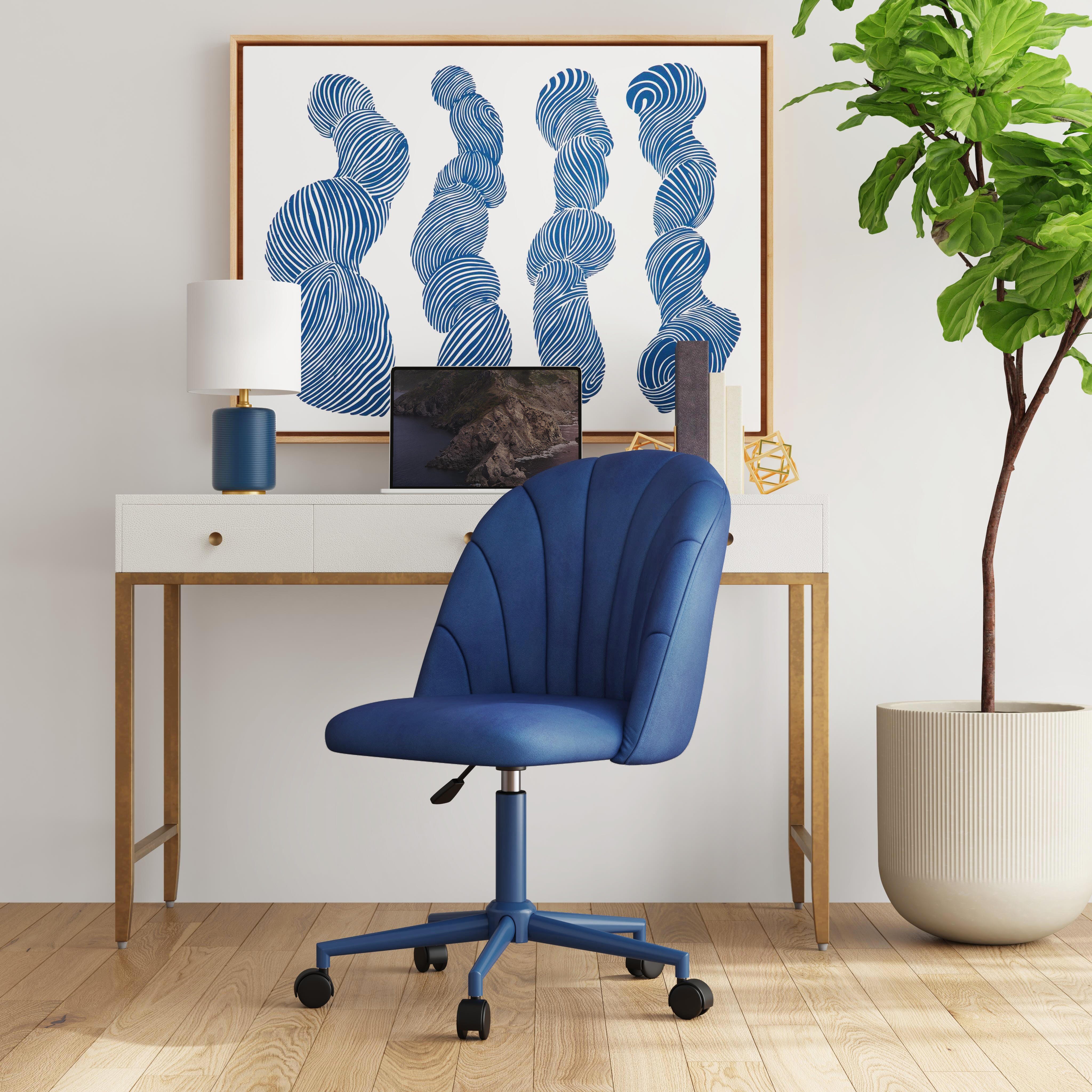 Linon Belle Home Office Desk Chair, Navy Blue, large