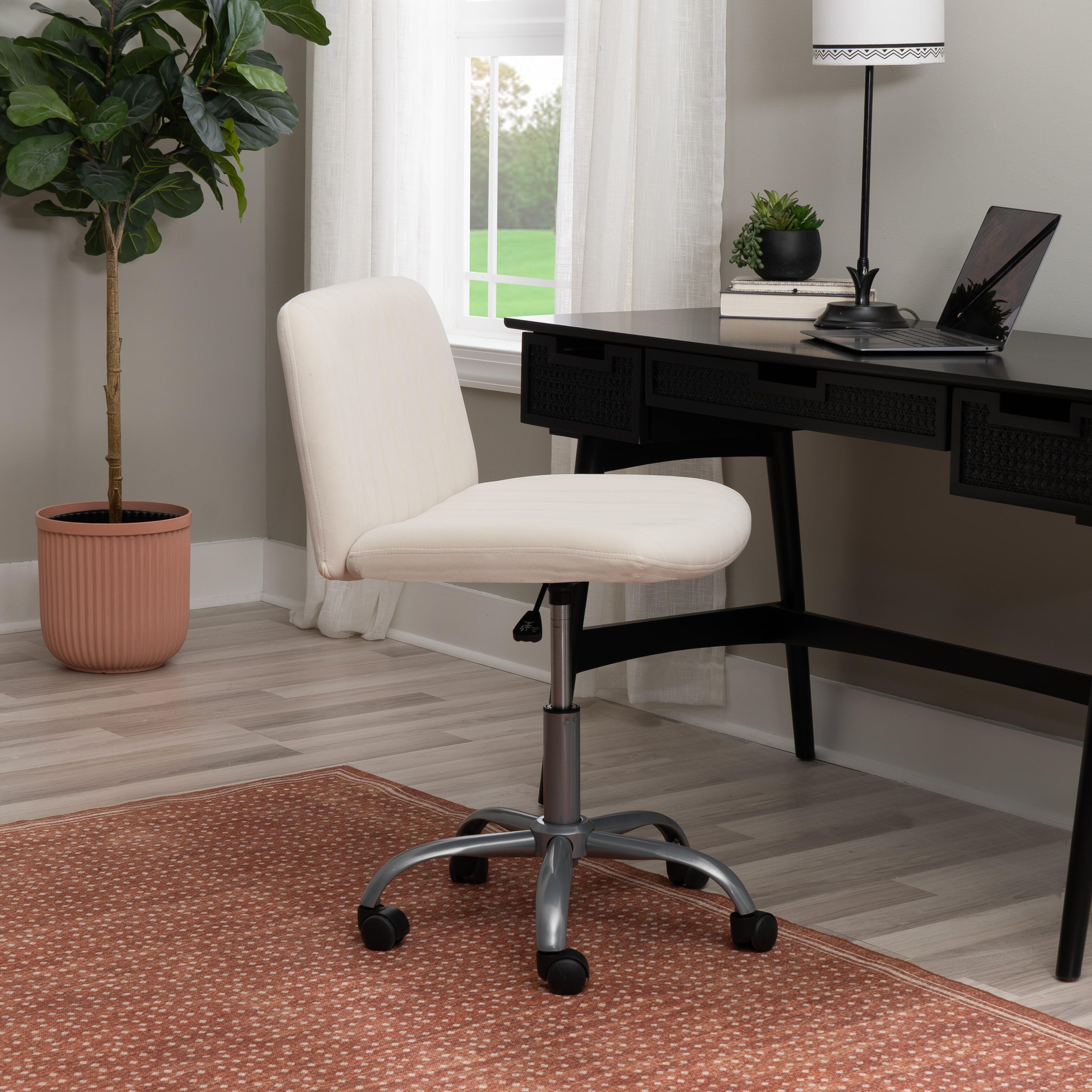 Linon Bobbi Home Office Desk Chair, Off White, large