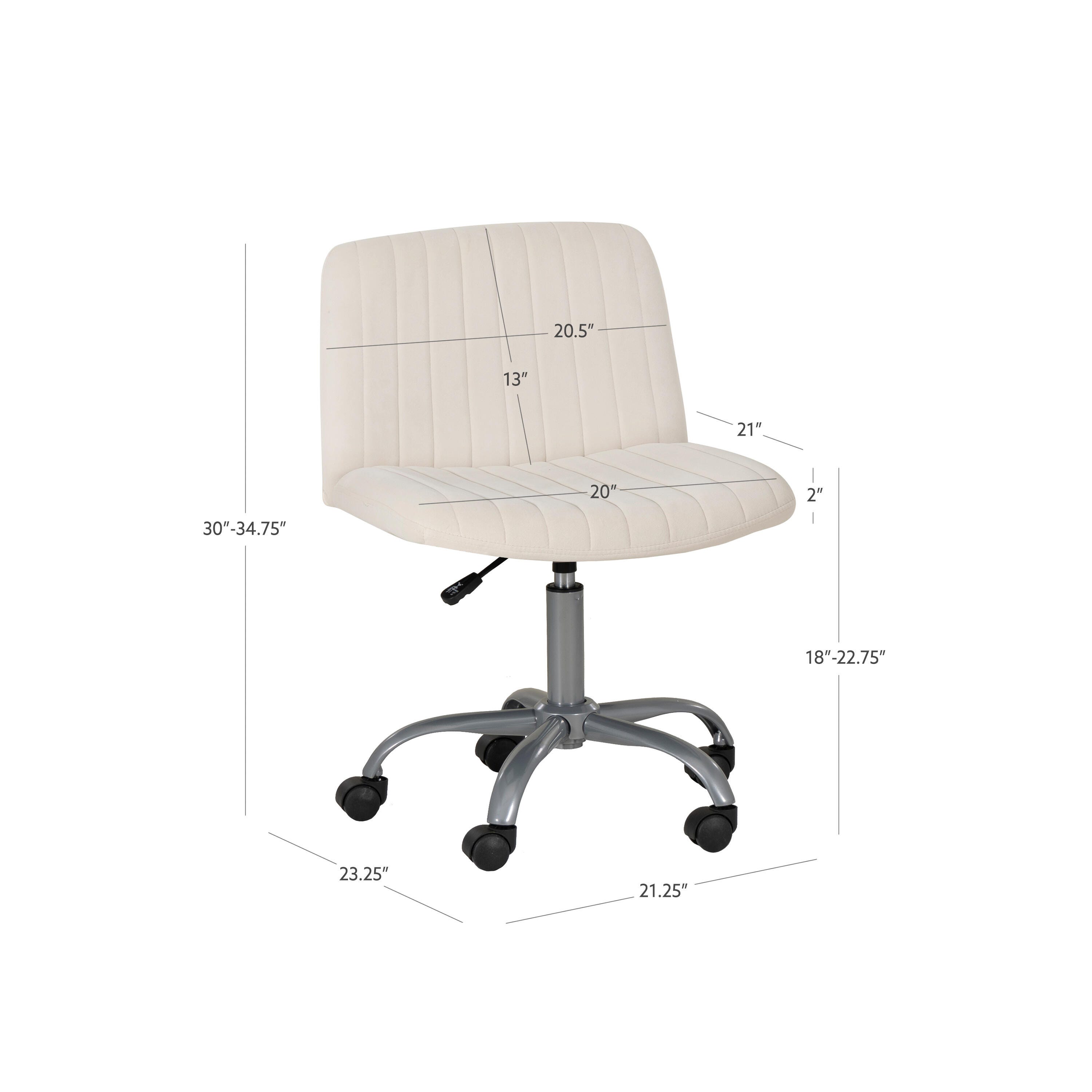 Linon Bobbi Home Office Desk Chair, Off White, large