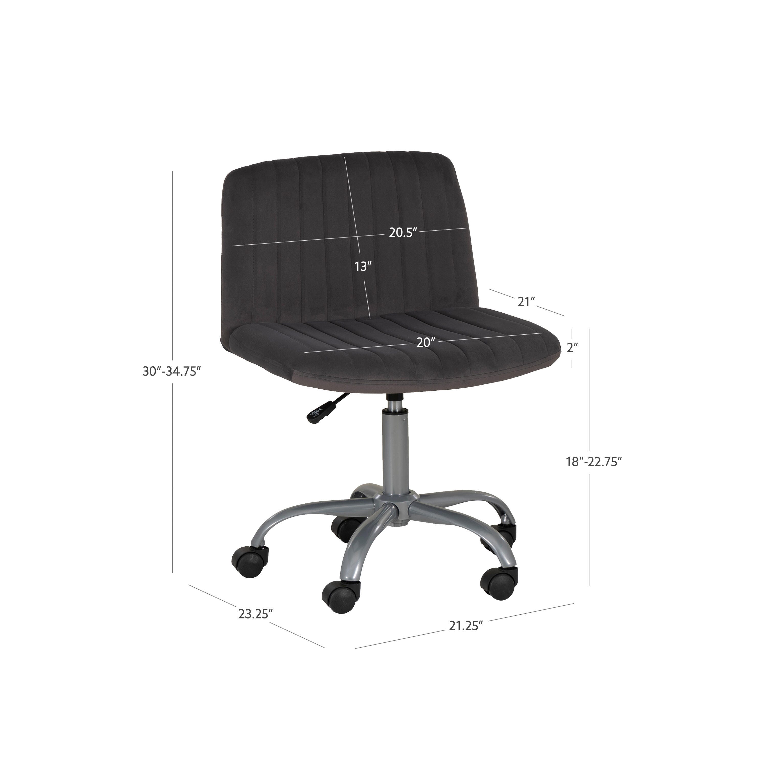 Linon Bobbi Home Office Desk Chair, Gray, large