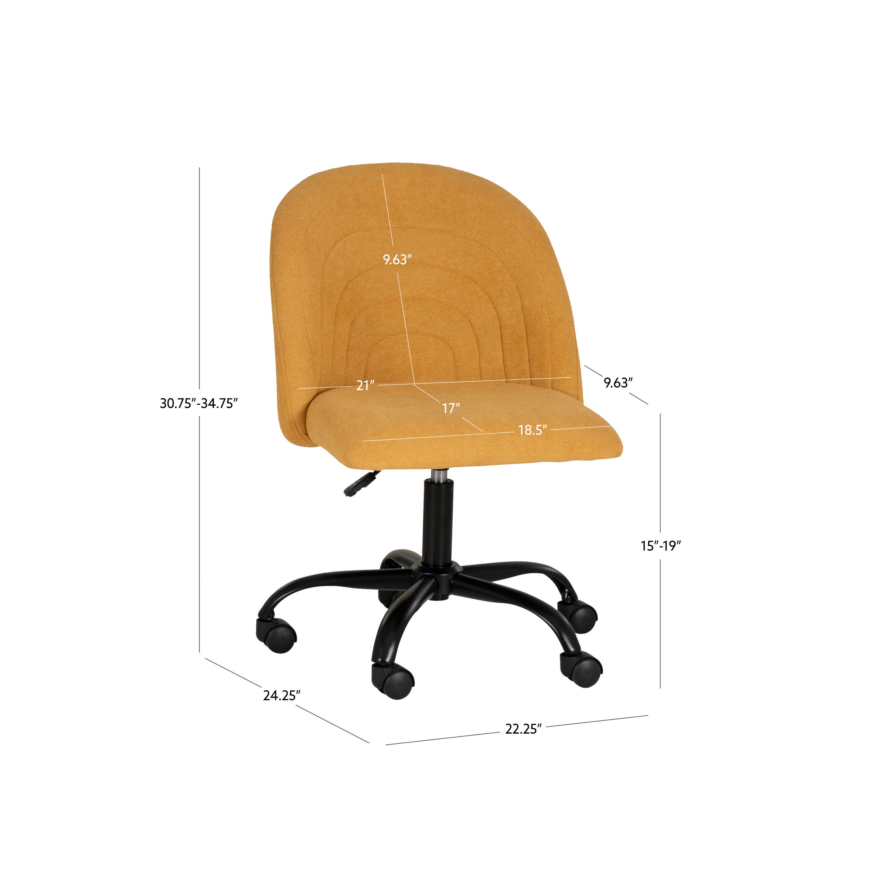 Linon Cate Home Office Desk Chair, Yellow, large