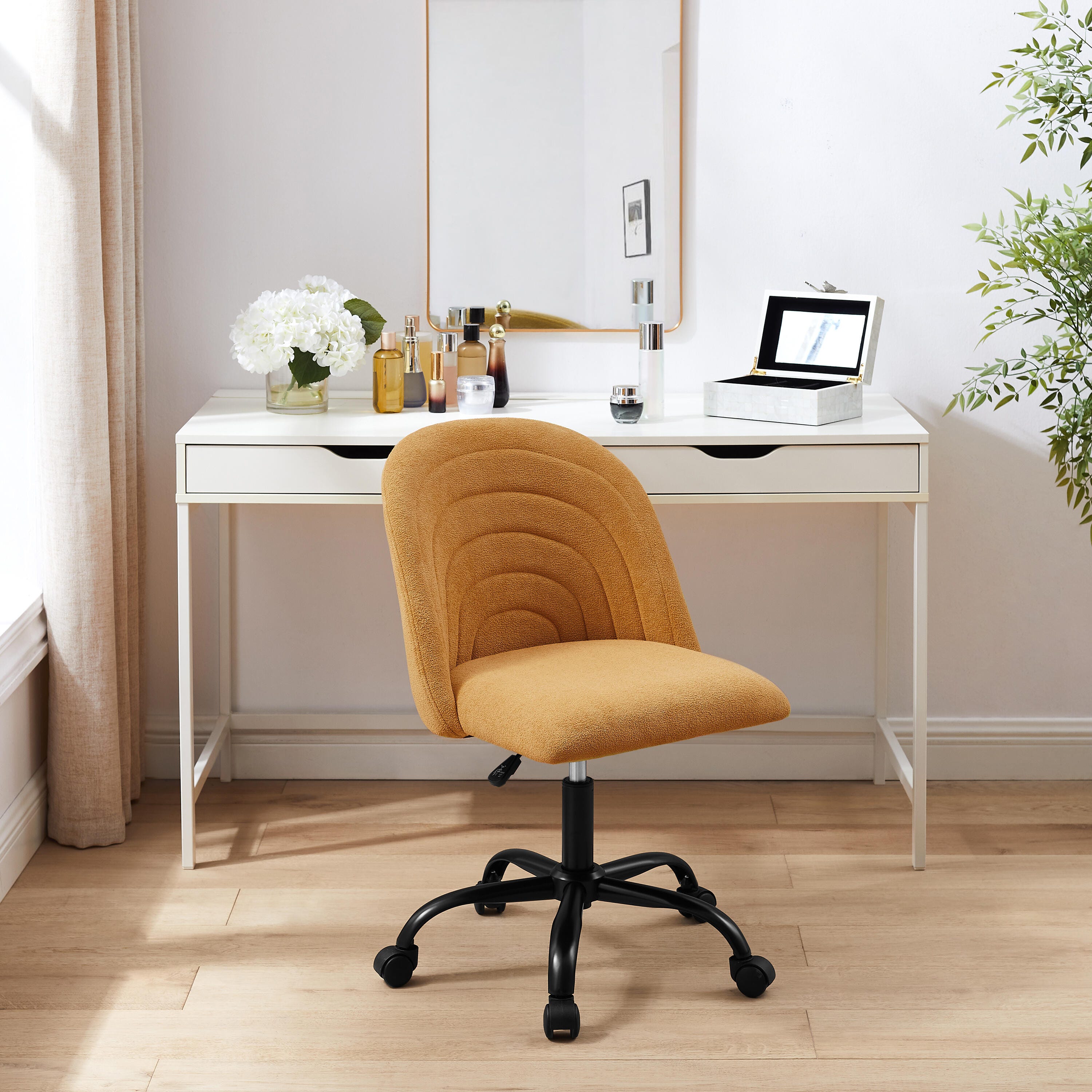 Linon Cate Home Office Desk Chair, Yellow, large