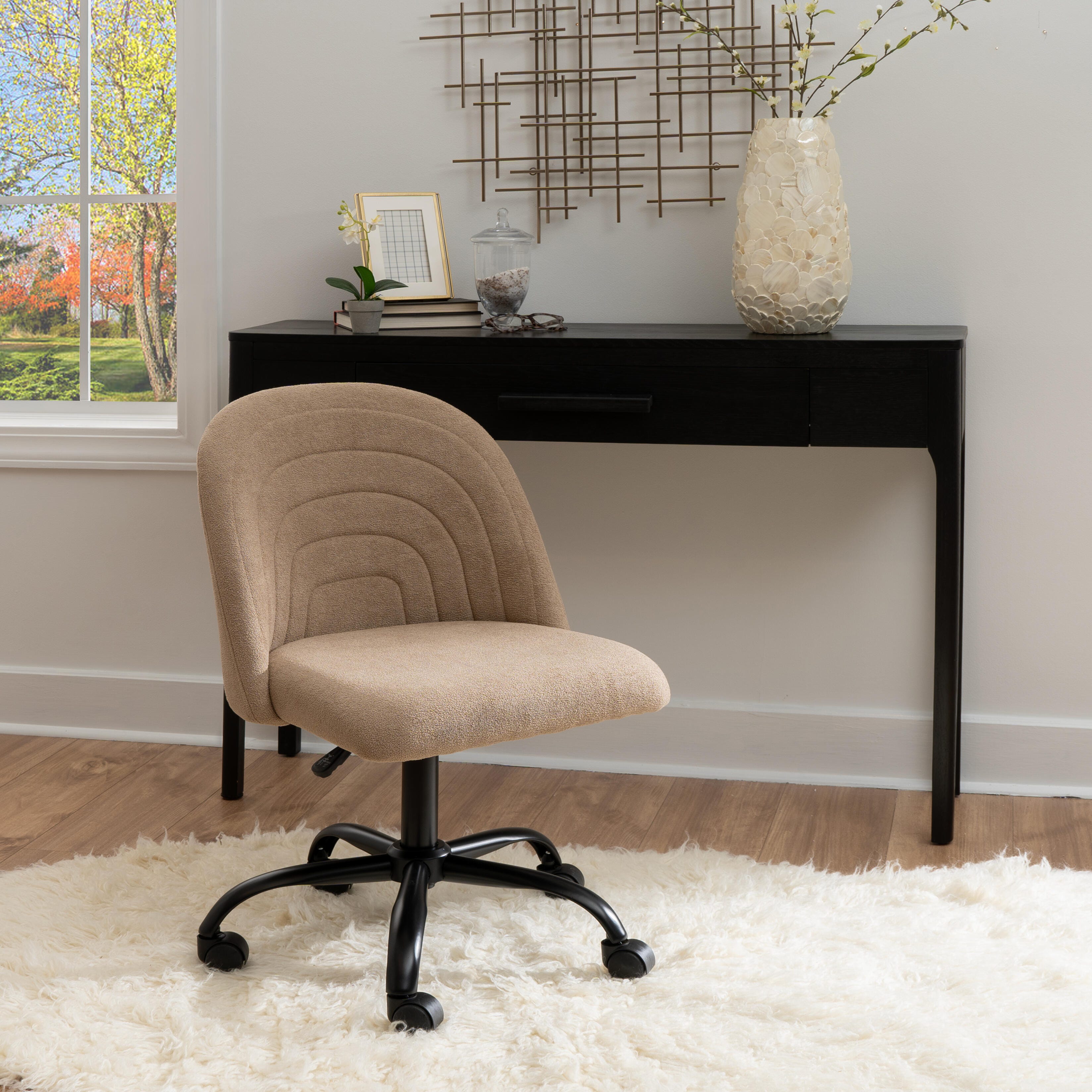 Linon Cate Home Office Desk Chair, Beige, large