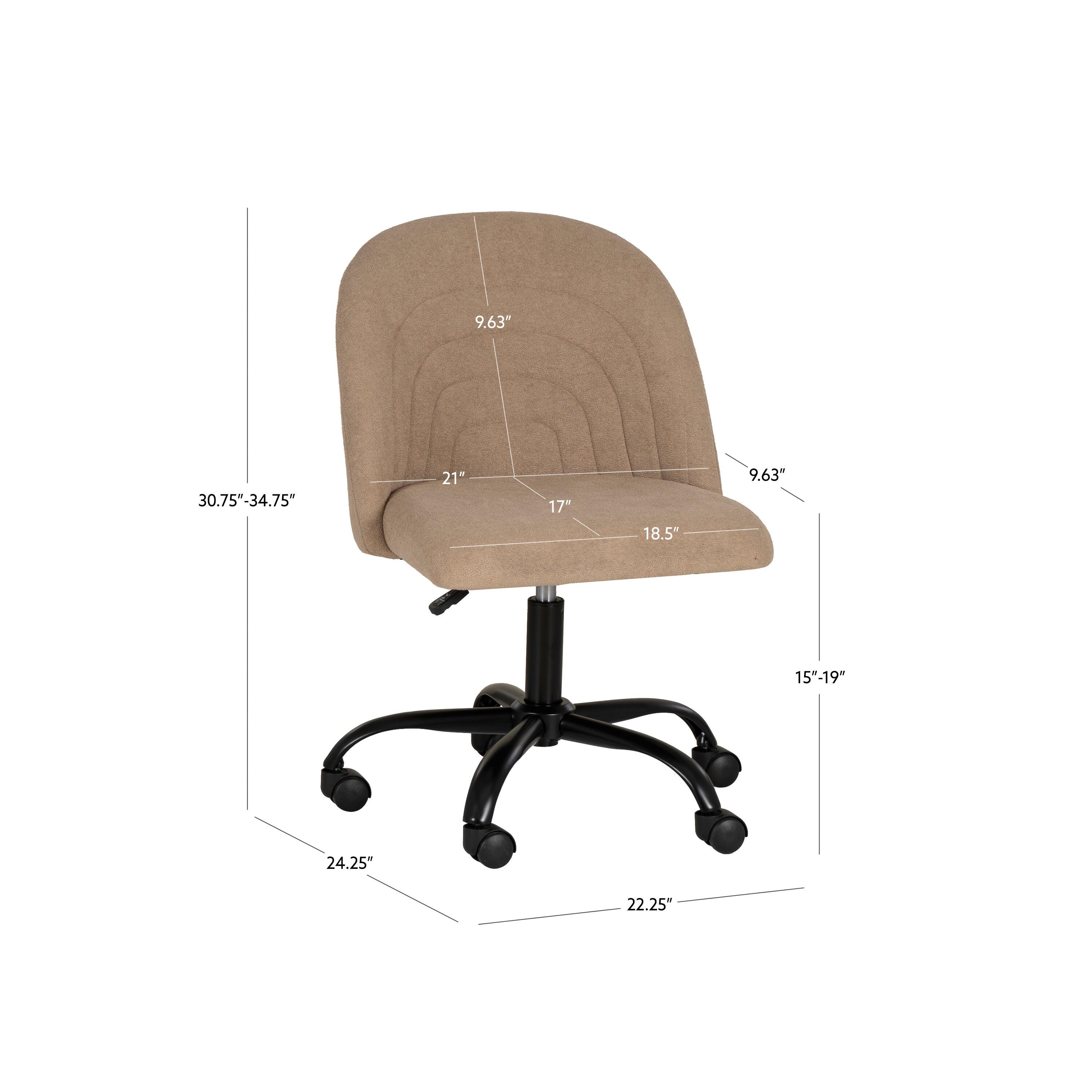Linon Cate Home Office Desk Chair, Beige, large