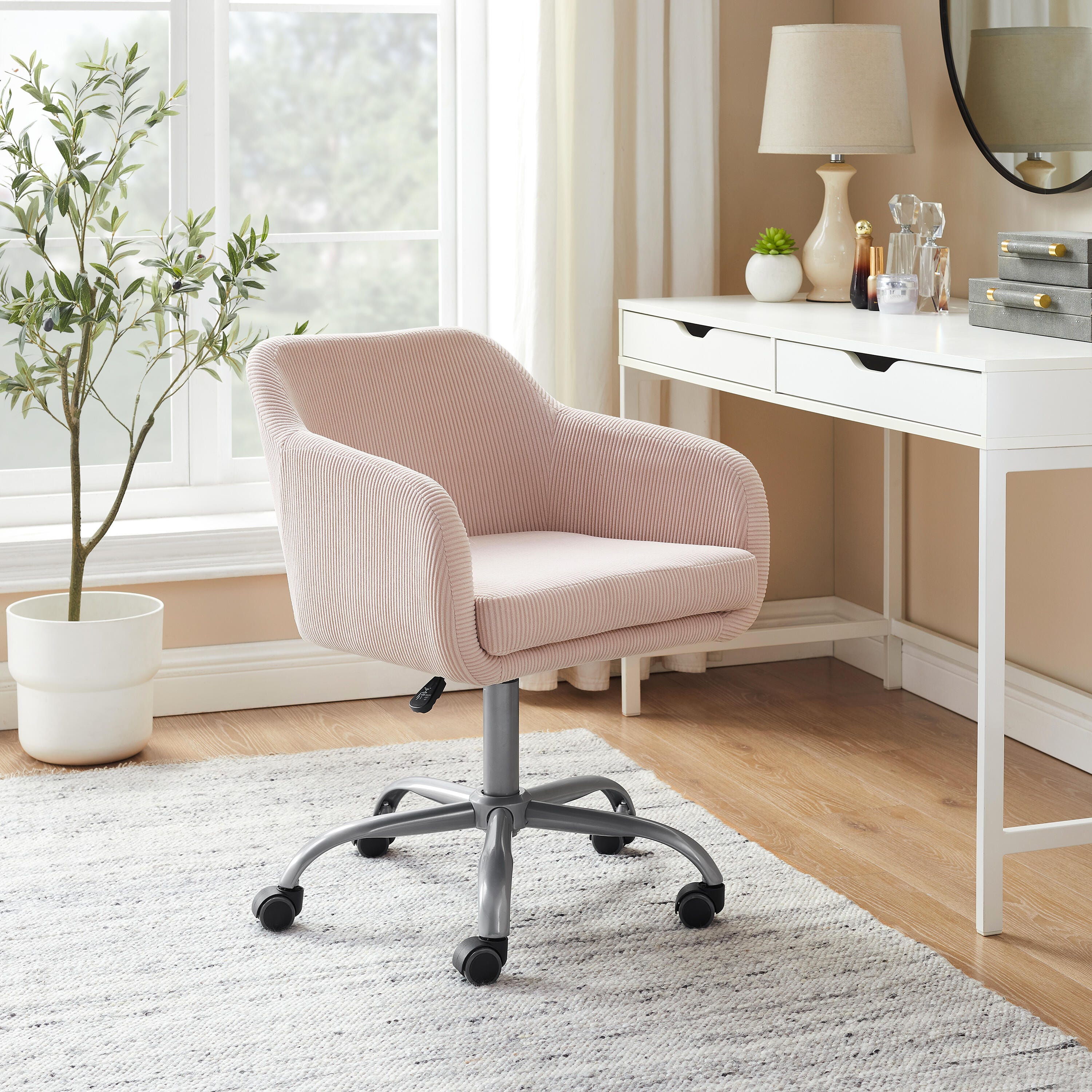 Linon Mason Home Office Desk Chair, Pink, large