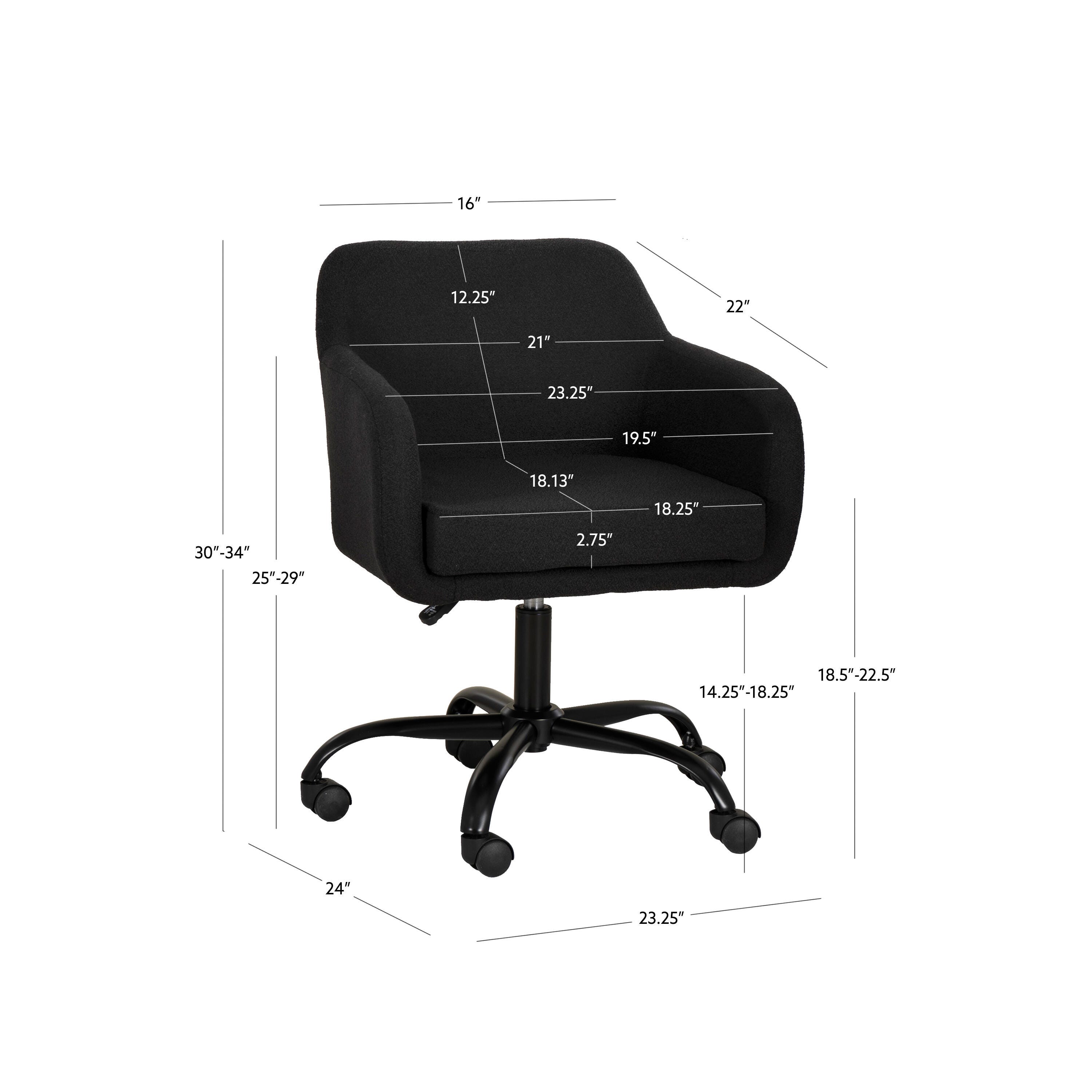 Linon Mason Home Office Desk Chair, Black, large