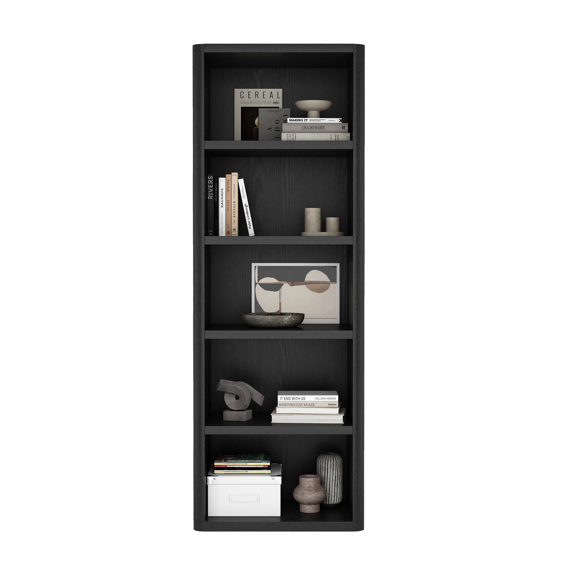 Manhattan Comfort Rivington 79" Open Bookcase, Black, large