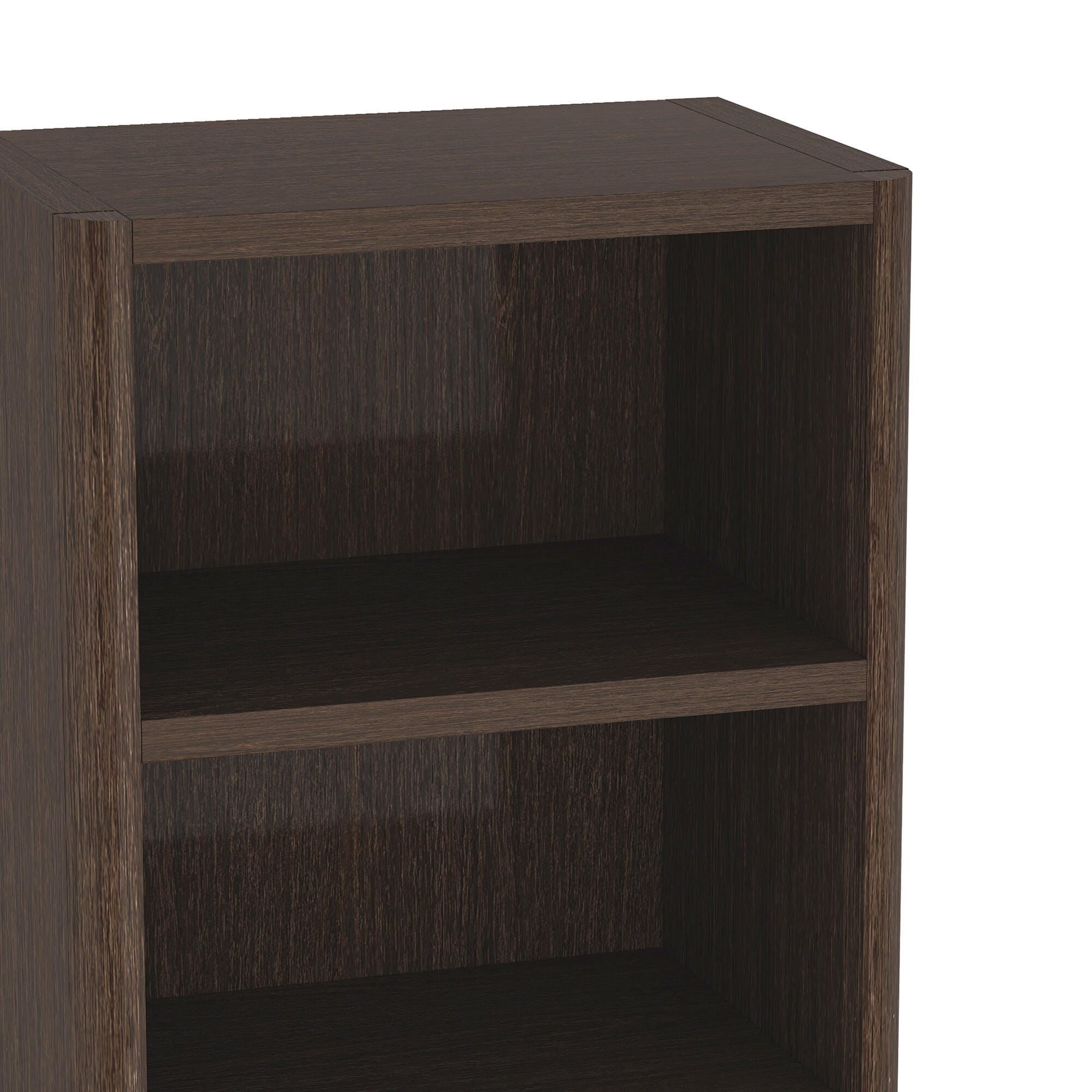 Manhattan Comfort Rivington 79" Open Bookcase, Dark Walnut, large