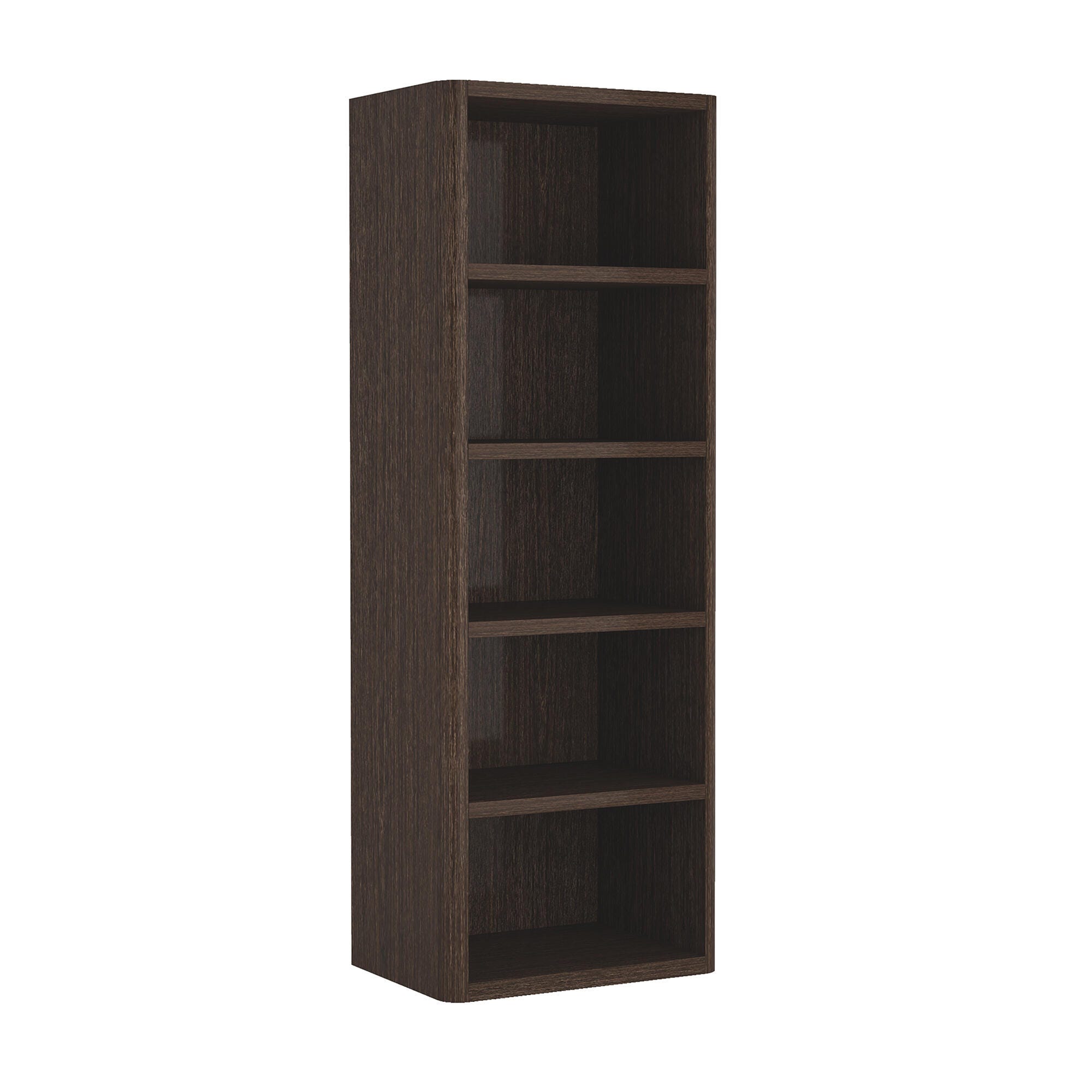 Manhattan Comfort Rivington 79" Open Bookcase, Dark Walnut, large