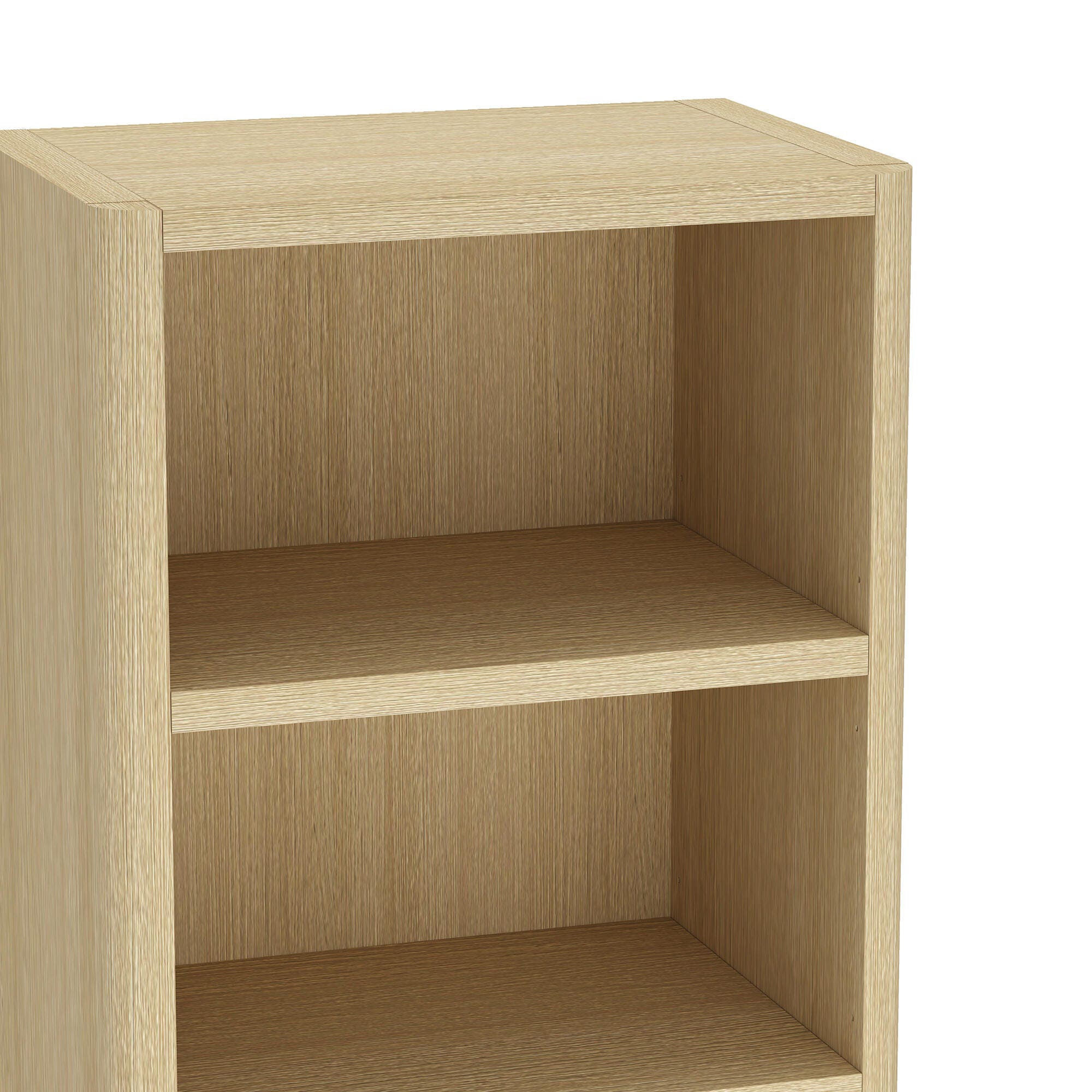 Manhattan Comfort Rivington 79" Open Bookcase, Natural Oak, large