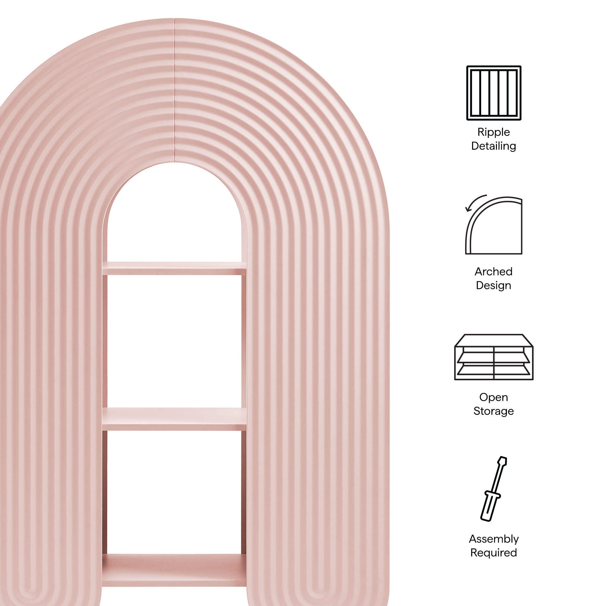 Modway Daydream 58" Bookshelf, Soft Pink, large