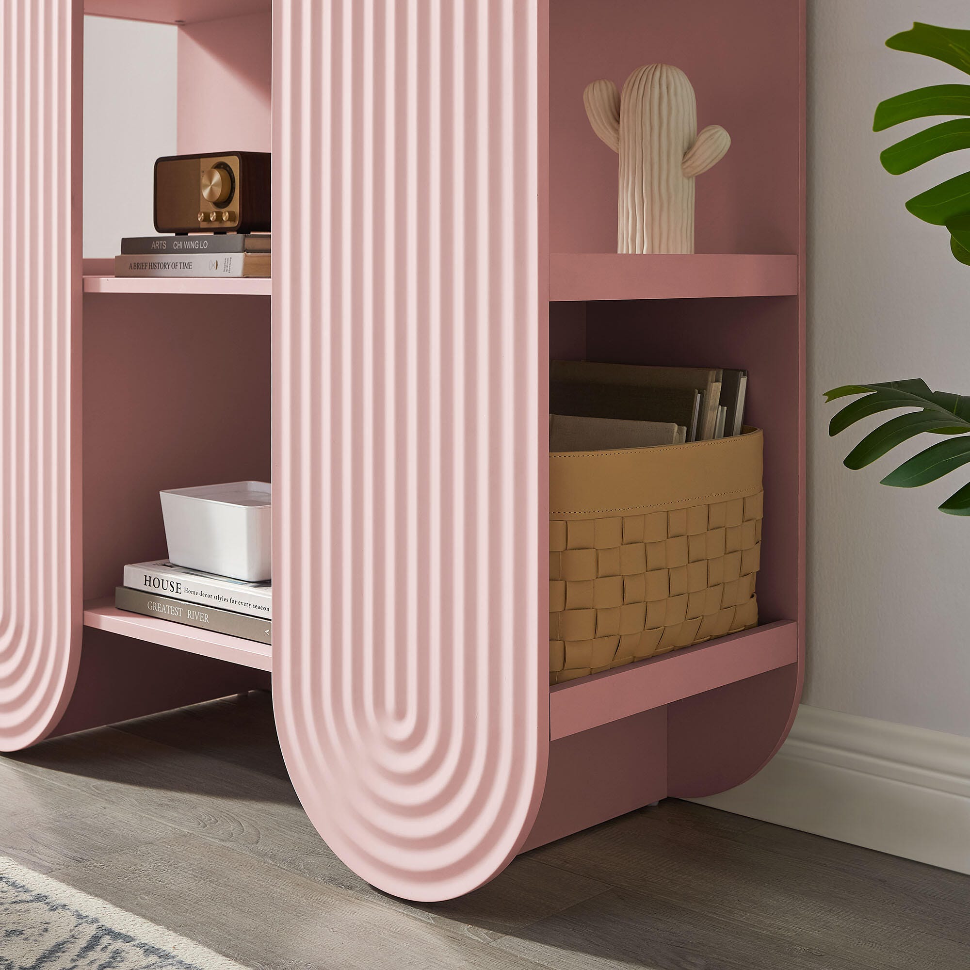 Modway Daydream 58" Bookshelf, Soft Pink, large
