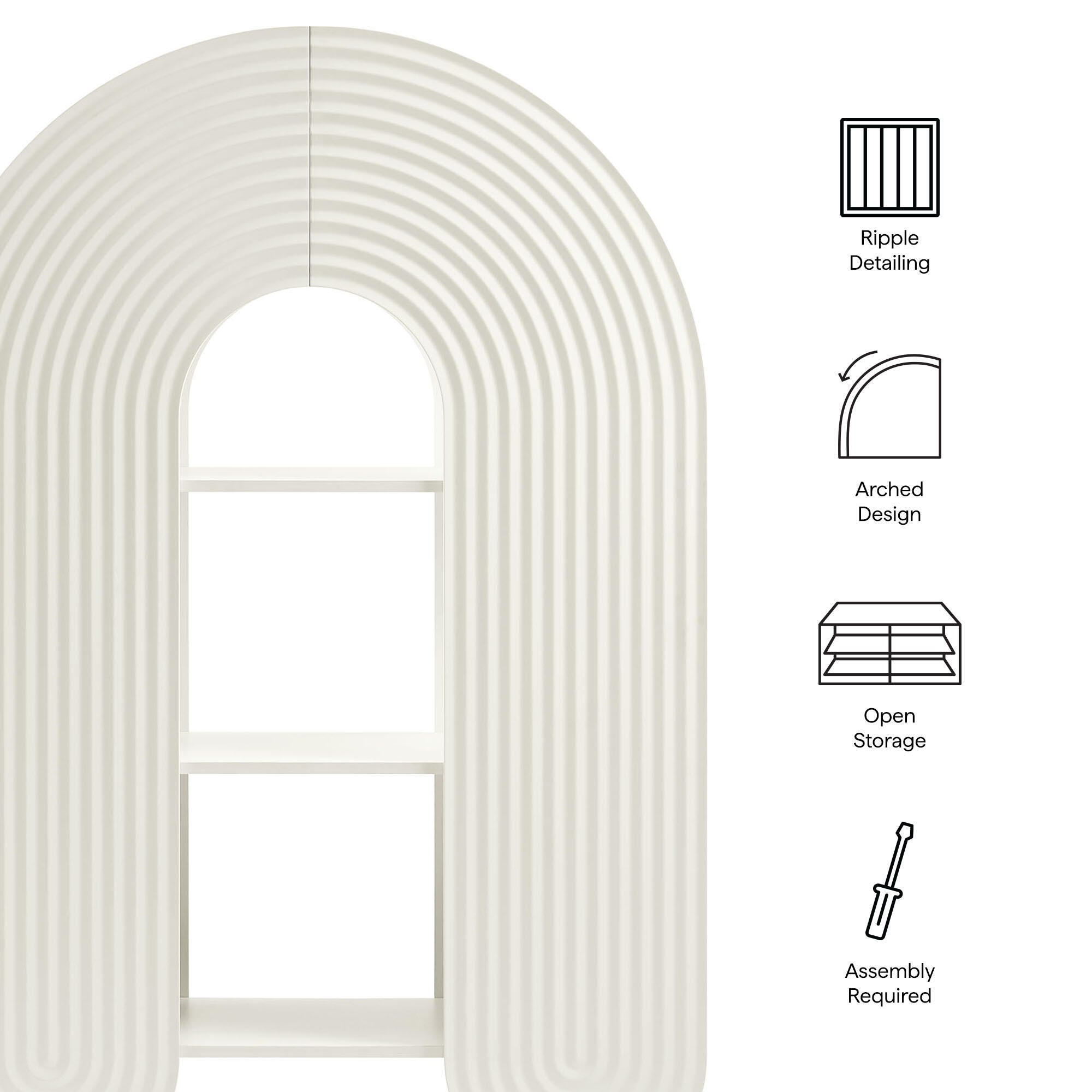 Modway Daydream 58" Bookshelf, White, large