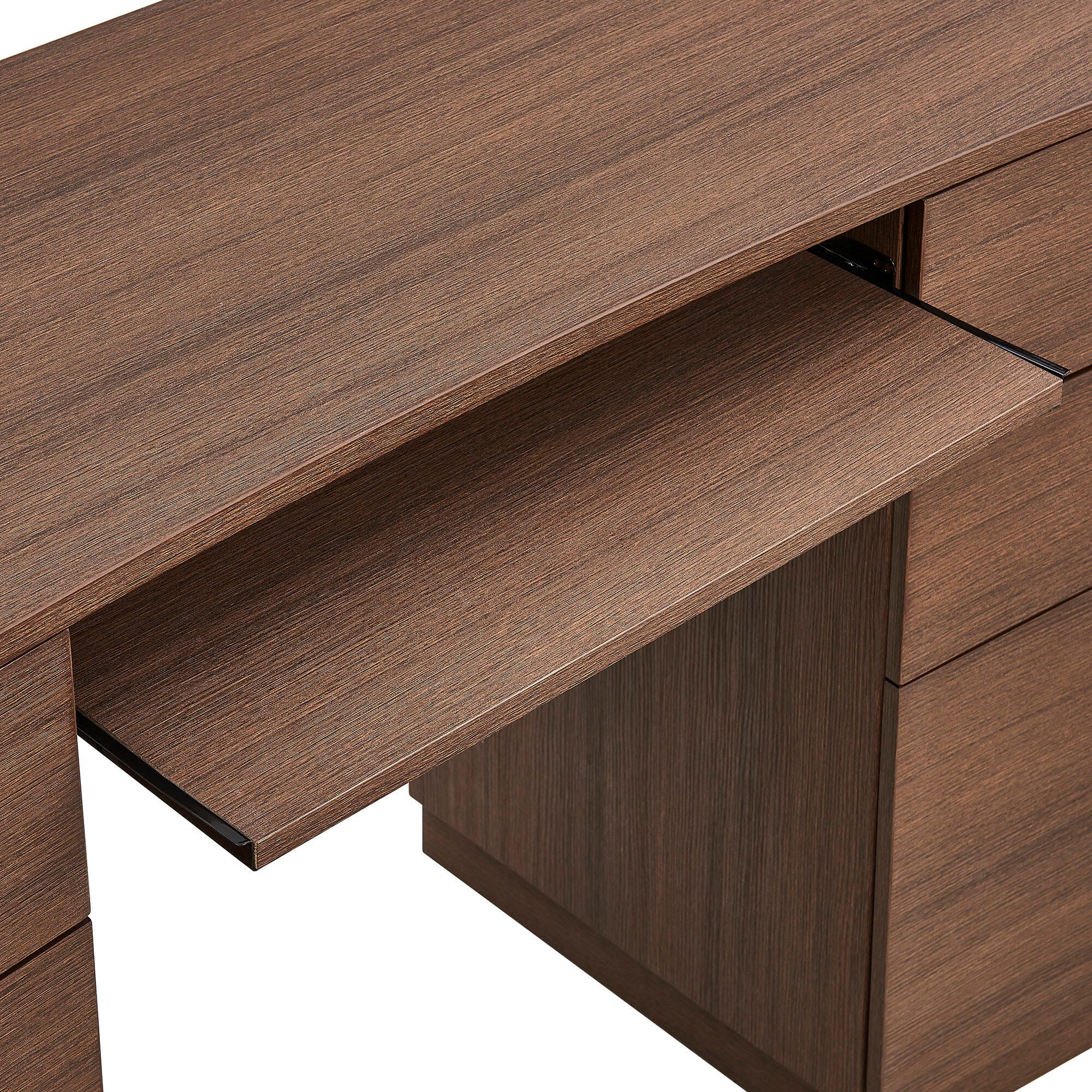 Modway Mirae 55" Home Office Desk, Brushed Brown Oak, large