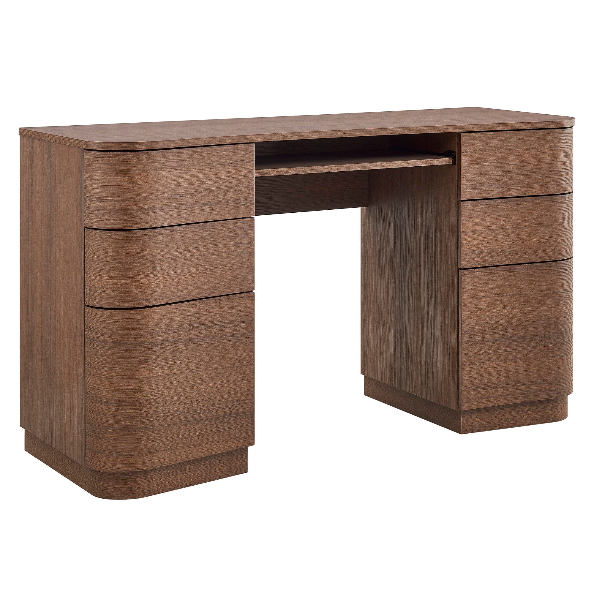 Modway Mirae 55" Home Office Desk, Brushed Brown Oak, large