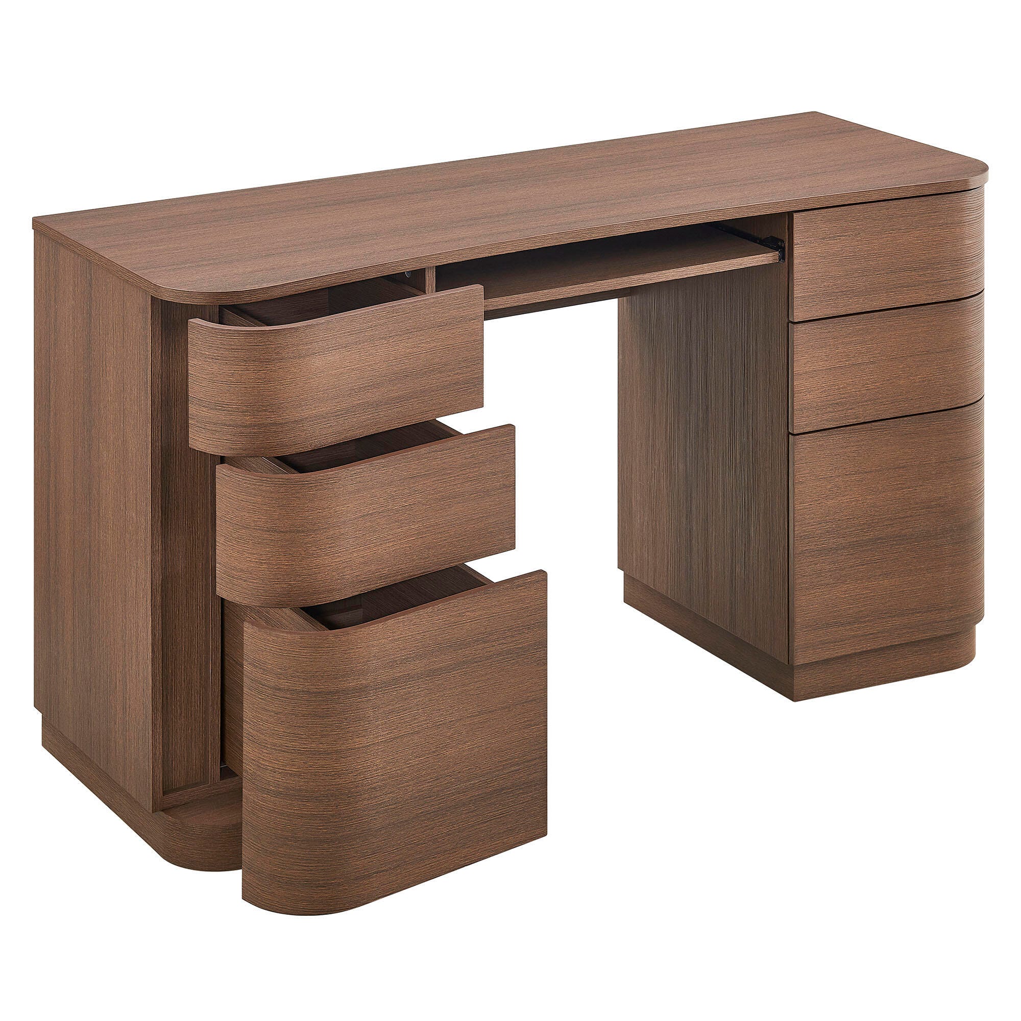 Modway Mirae 55" Home Office Desk, Brushed Brown Oak, large