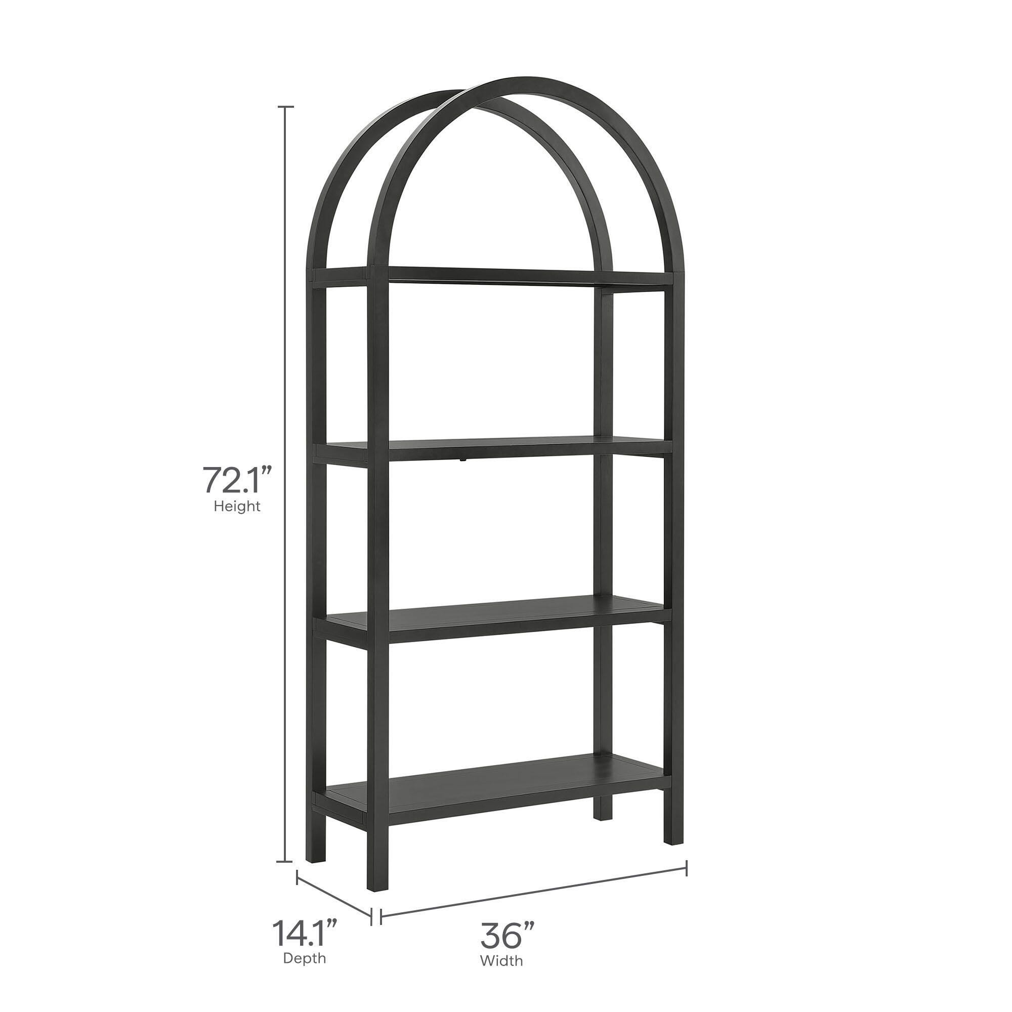 Modway Vexley 72" Arched Bookshelf, Black, large