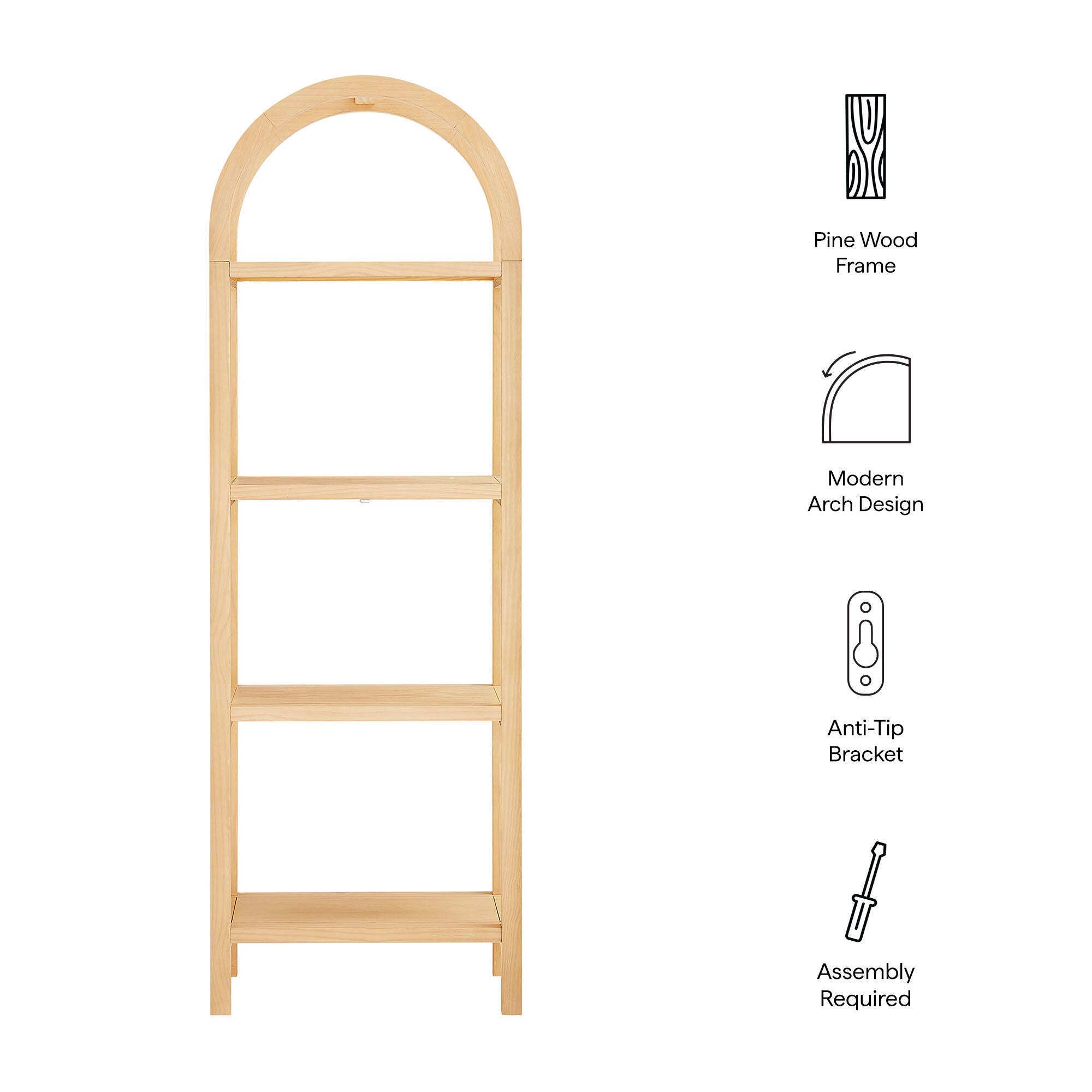 Modway Vexley 72" Bookshelf, Natural, large