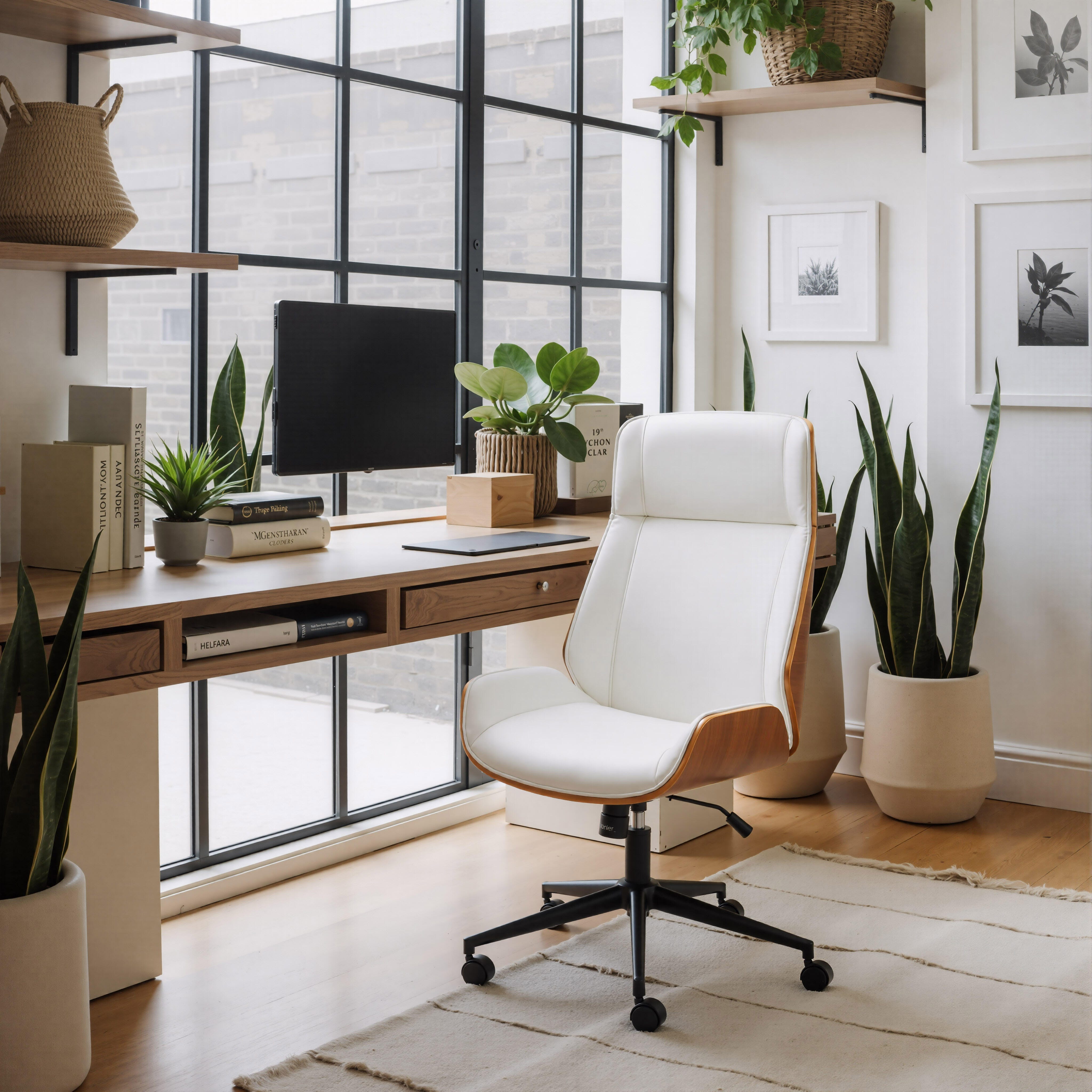 Erika Home ZUO Flex Home Office Desk Chair, White, large