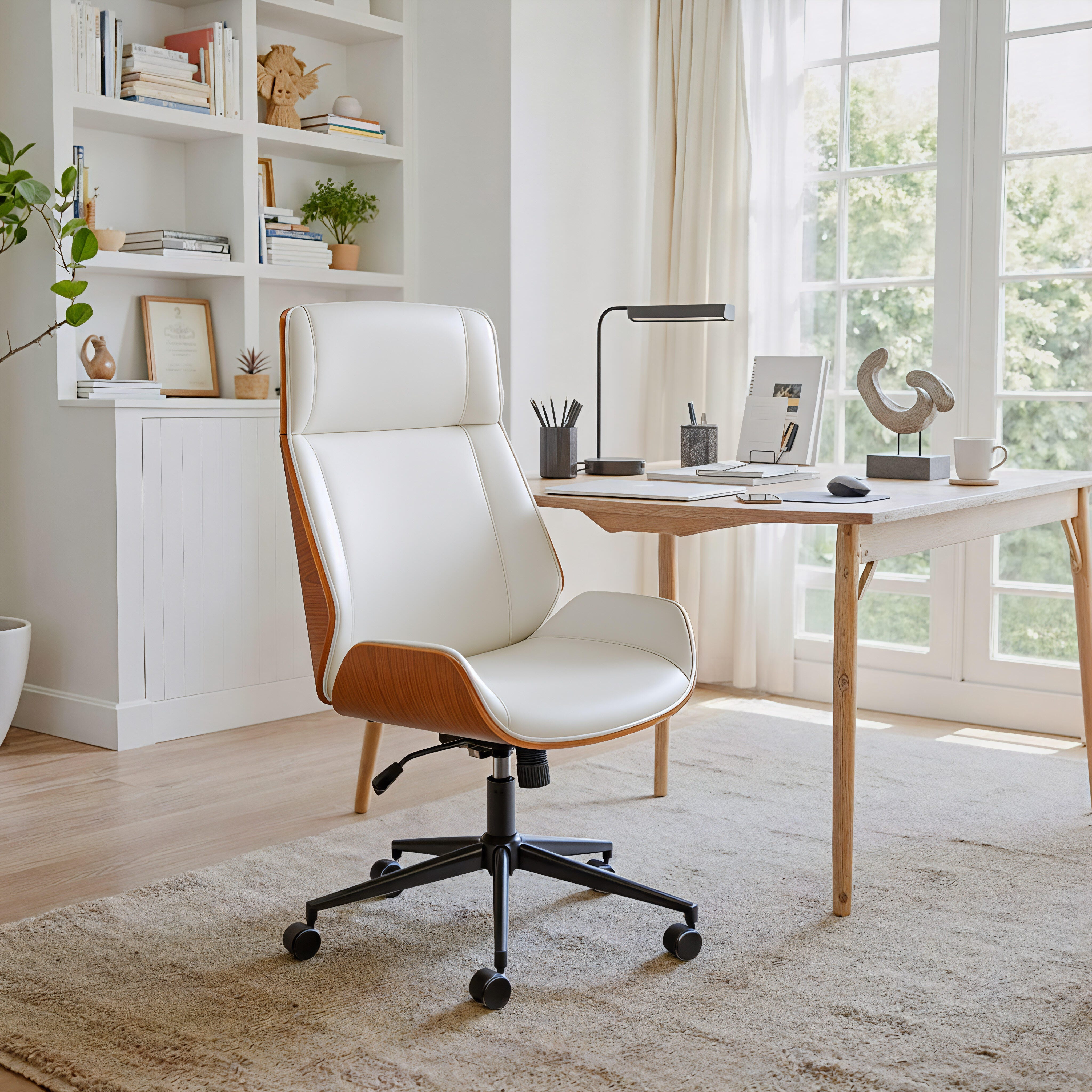 Erika Home ZUO Flex Home Office Desk Chair, White, large