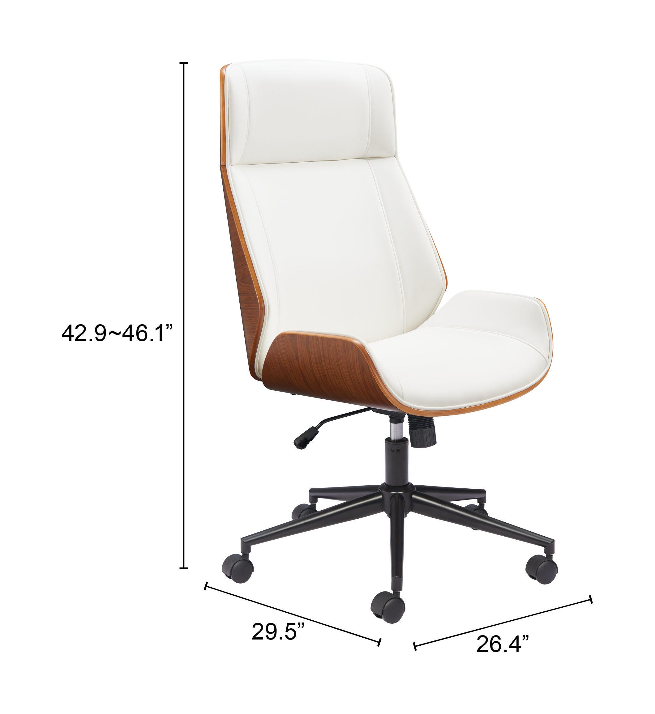 Erika Home ZUO Flex Home Office Desk Chair, White, large
