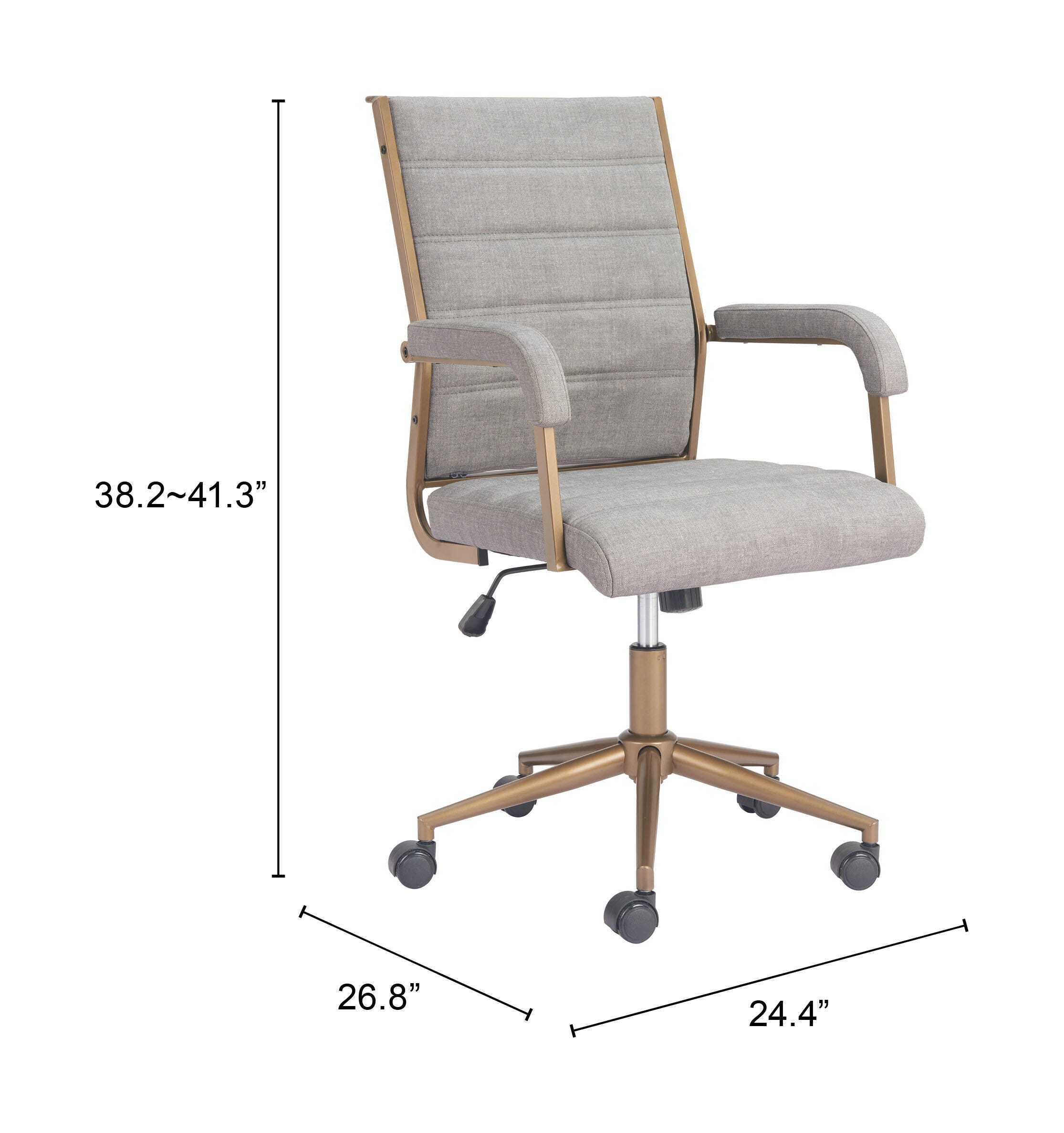 Erika Home ZUO Auction Home Office Desk Chair, Gray, large