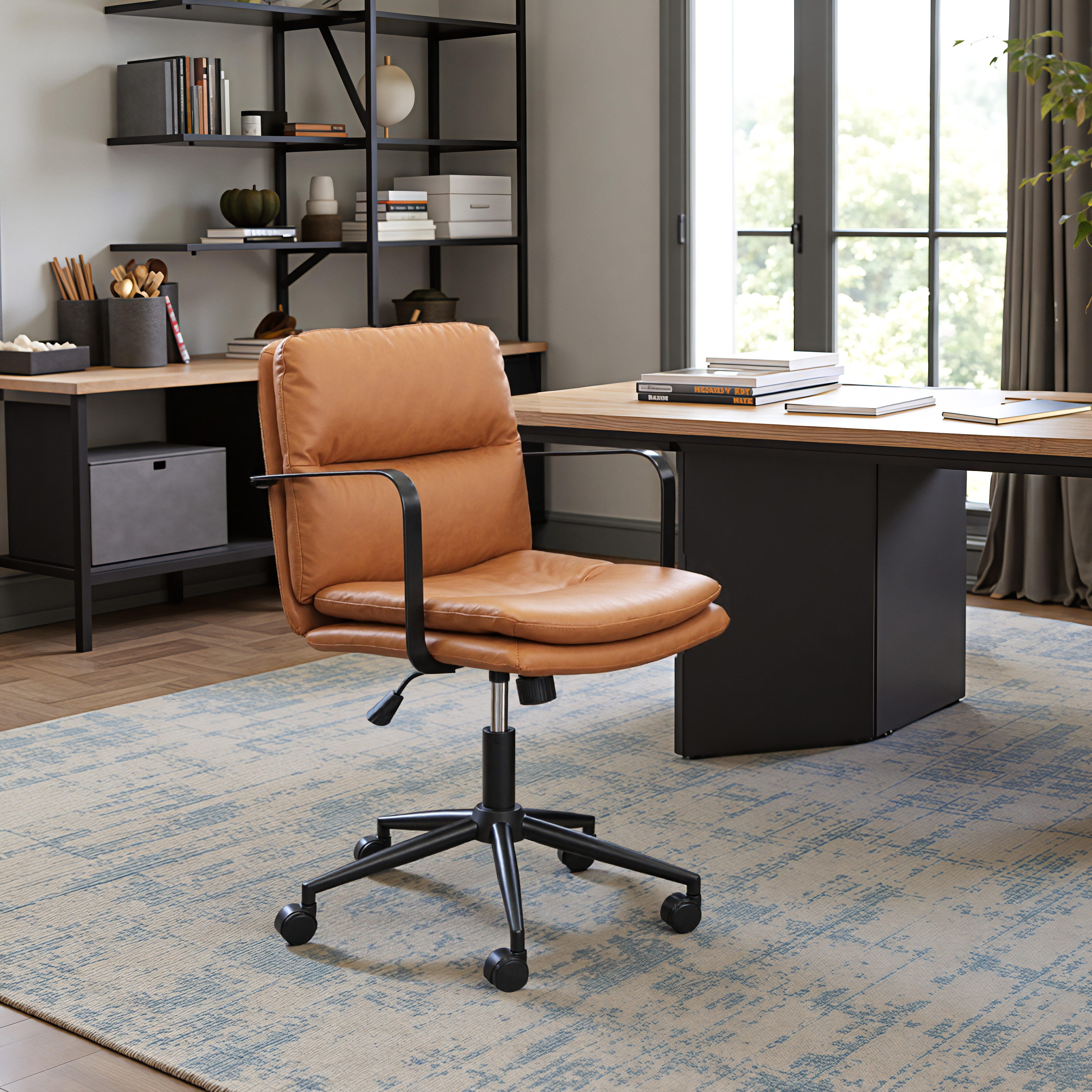 Erika Home ZUO Birao Home Office Desk Chair, Brown, rollover