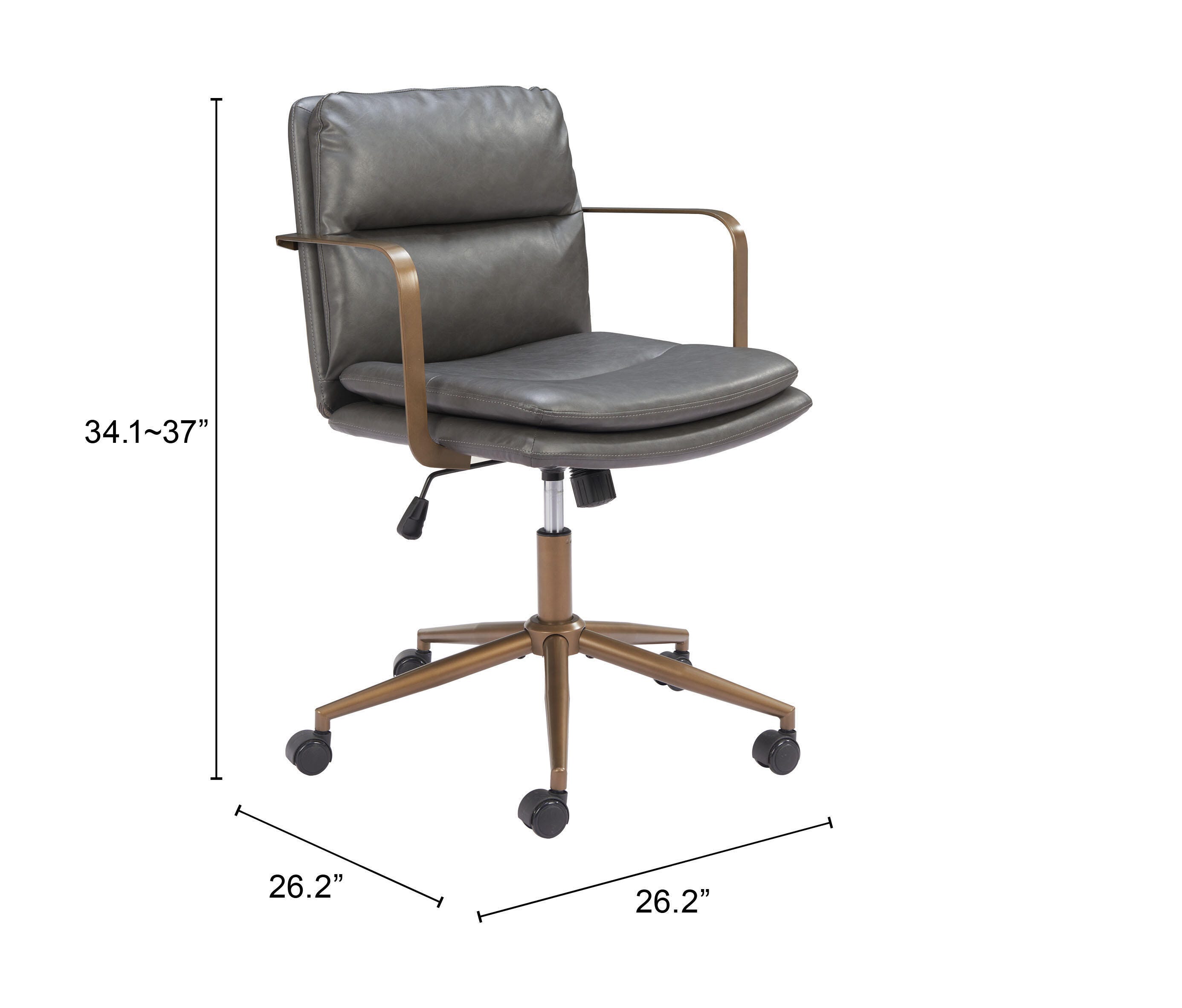 Erika Home ZUO Birao Home Office Desk Chair, Gray, large