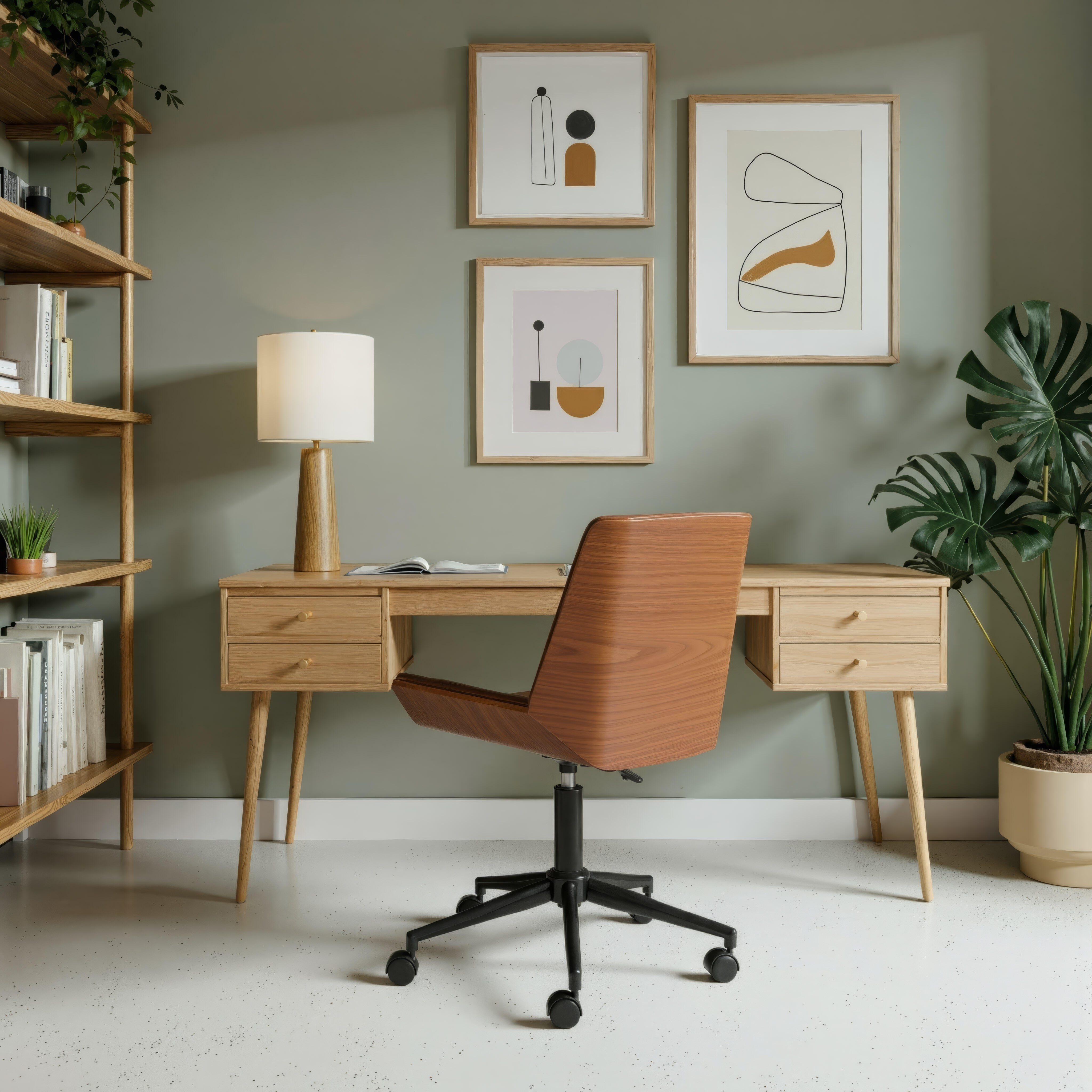 Erika Home ZUO Maker Home Office Desk Chair, Walnut, large