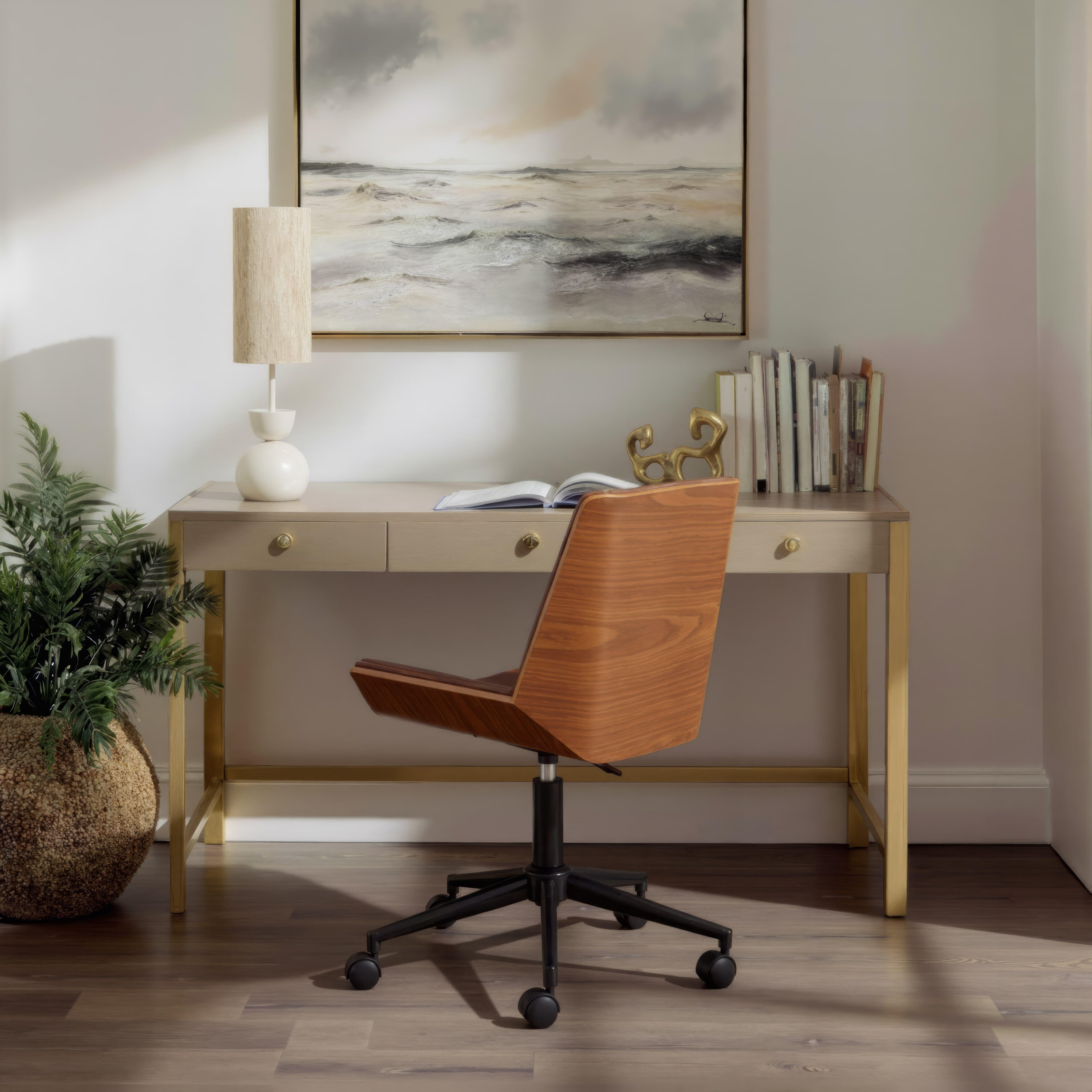 Erika Home ZUO Maker Home Office Desk Chair, Walnut, large