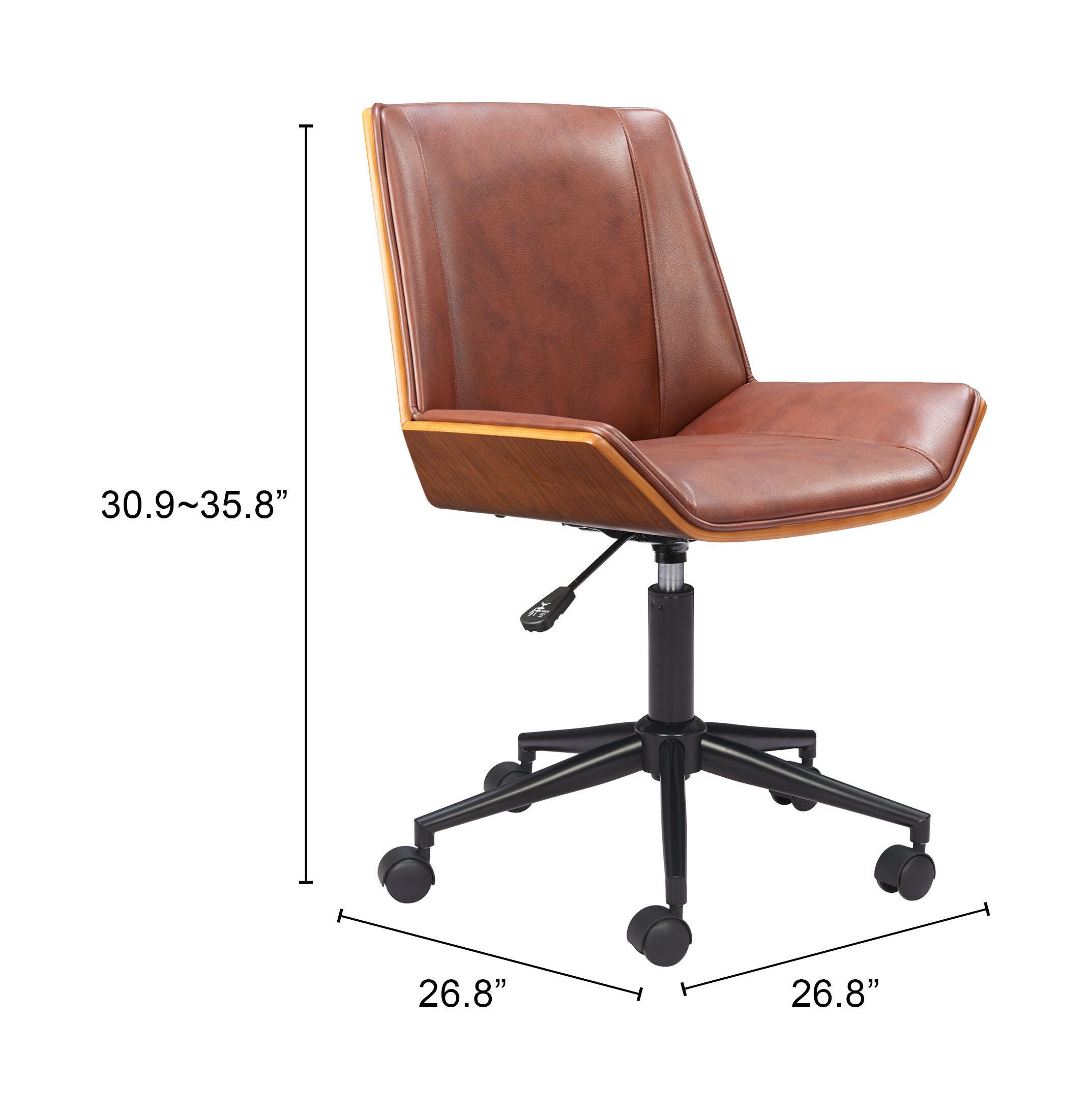 Erika Home ZUO Maker Home Office Desk Chair, Walnut, large