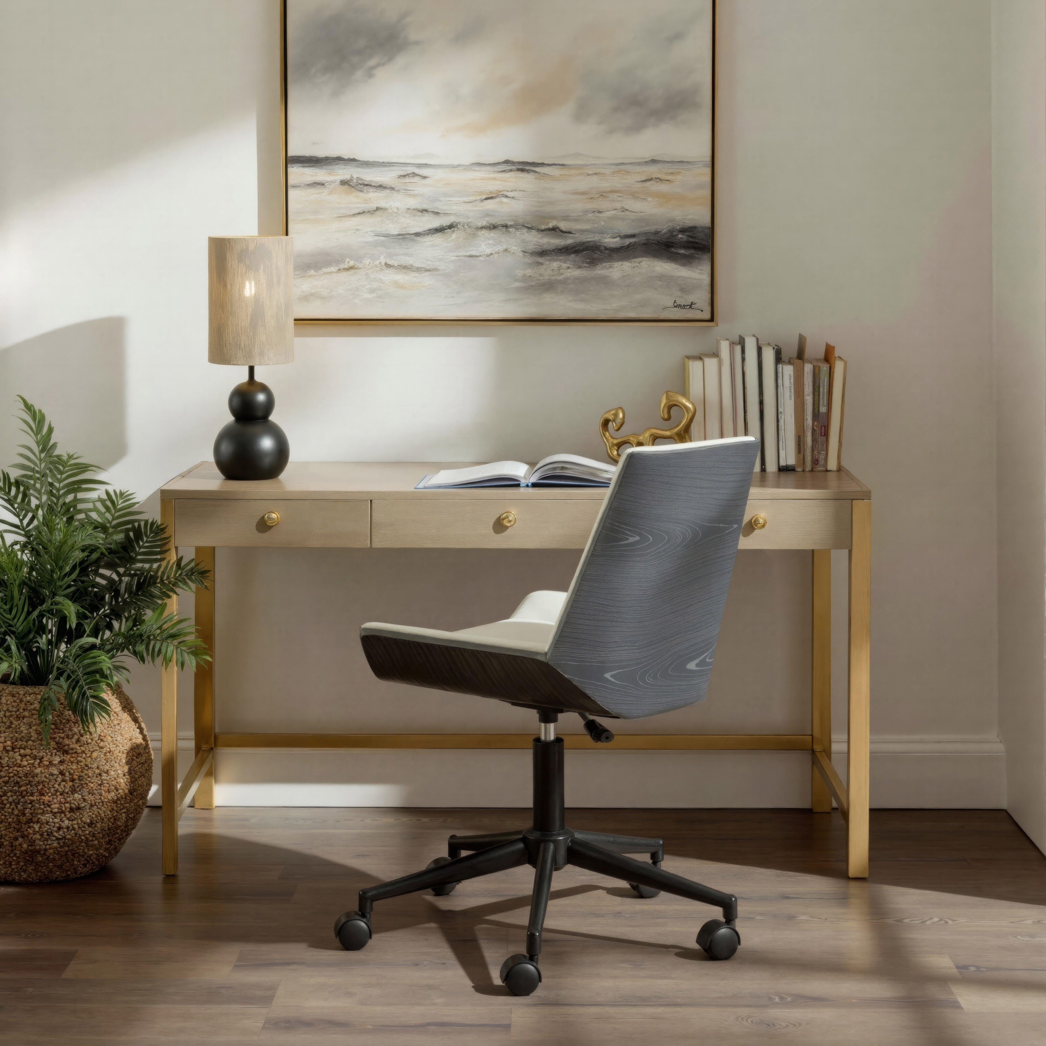 Erika Home ZUO Maker Home Office Desk Chair, White, large