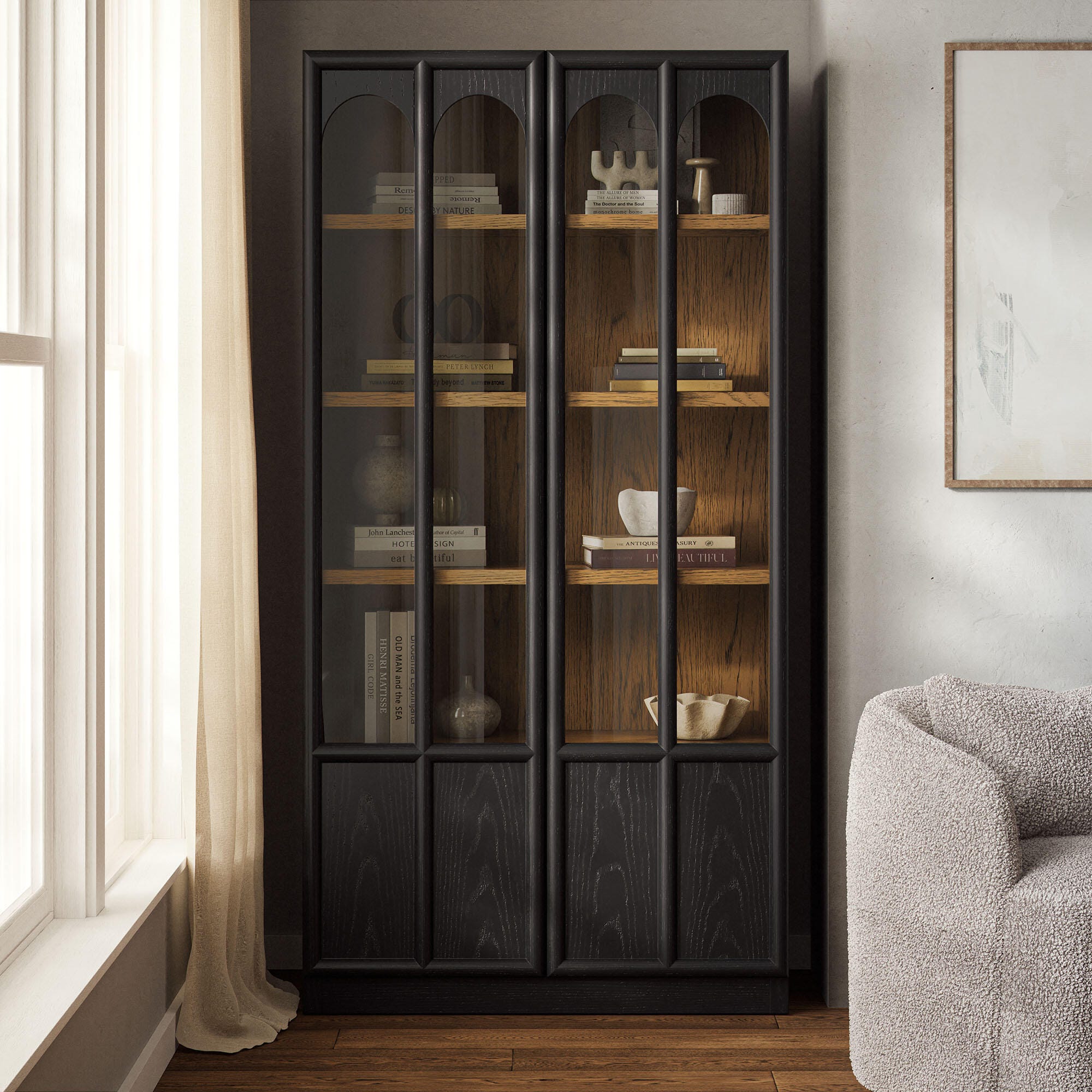 Modway Anwen Storage Cabinet, Black Oak, rollover