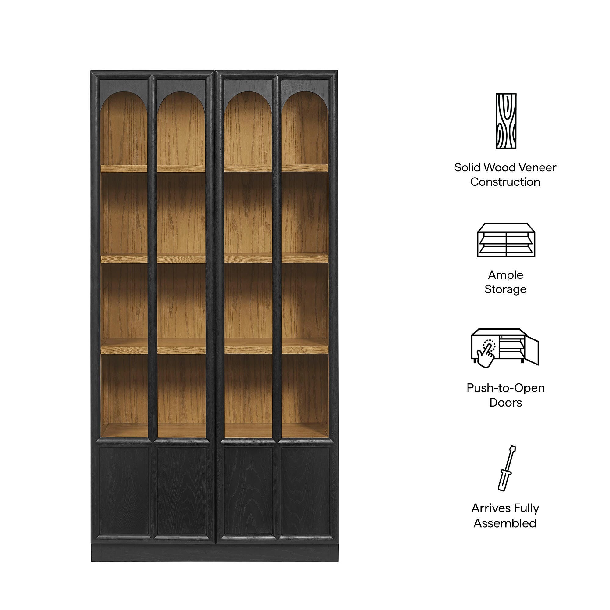 Modway Anwen Storage Cabinet, Black Oak, large