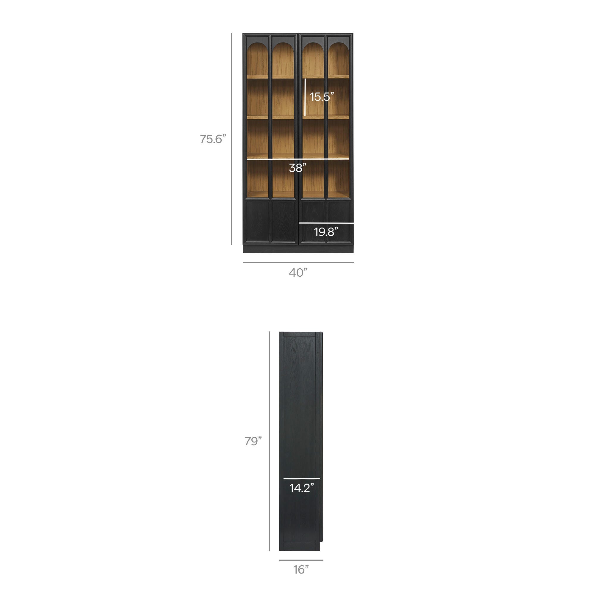 Modway Anwen Storage Cabinet, Black Oak, large