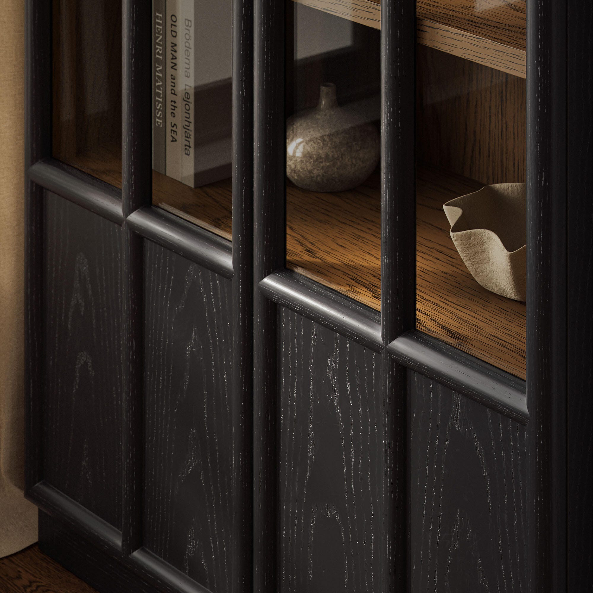 Modway Anwen Storage Cabinet, Black Oak, large